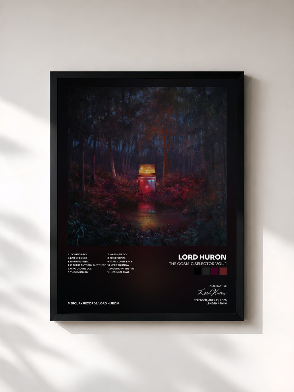 #noir Tableau de l'album The Cosmic Selector Vol. 1 de Lord Huron, cadre noir, imprimé et encadré en France
