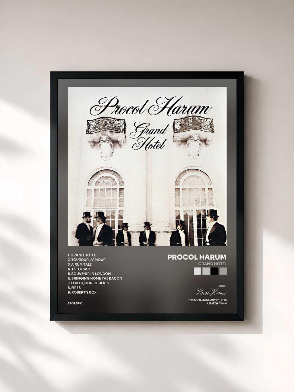 #noir Tableau de l'album Grand Hotel de Procol Harum, cadre noir, imprimé et encadré en France
