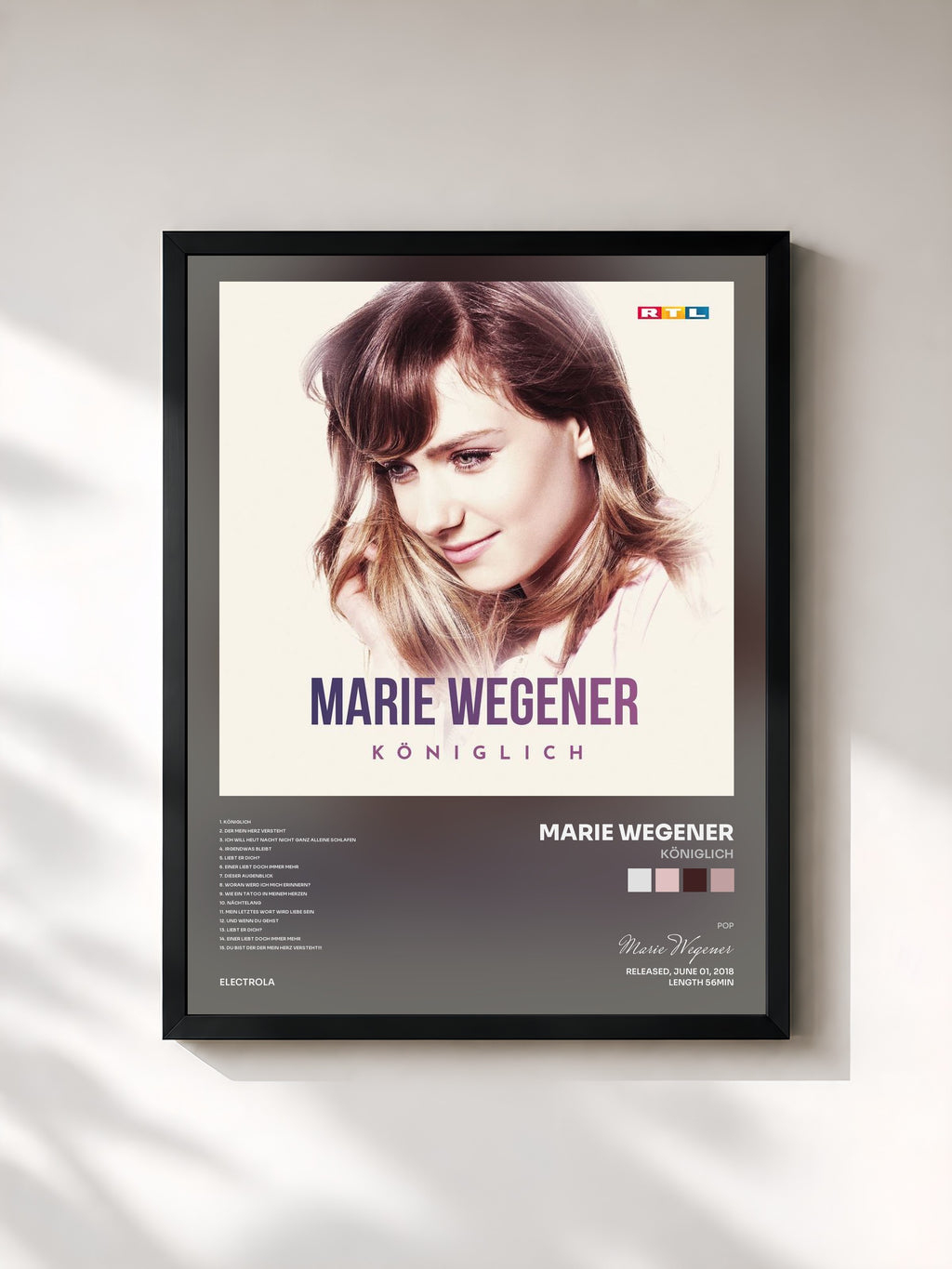 #noir Tableau de l'album Königlich de Marie Wegener, cadre noir, imprimé et encadré en France