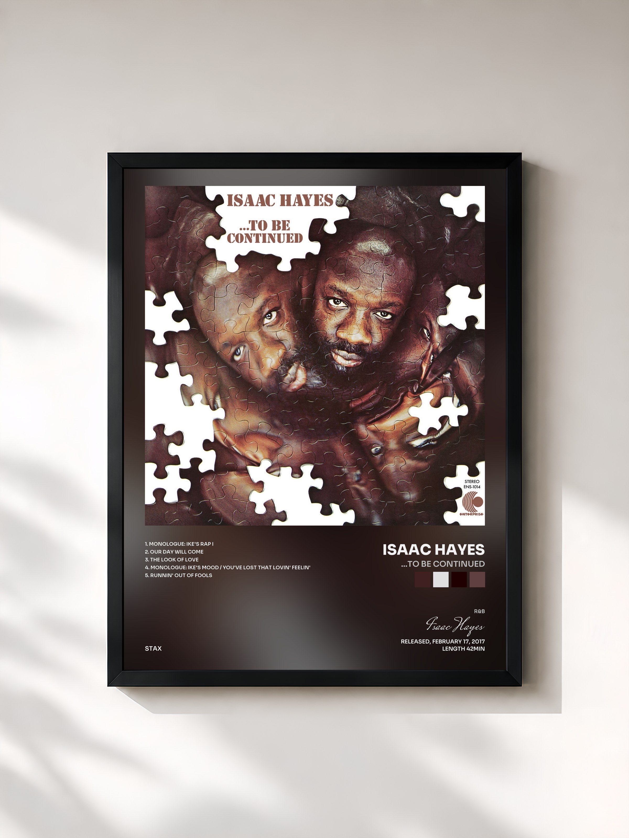 #noir Tableau de l'album ...To Be Continued de Isaac Hayes, cadre noir, imprimé et encadré en France