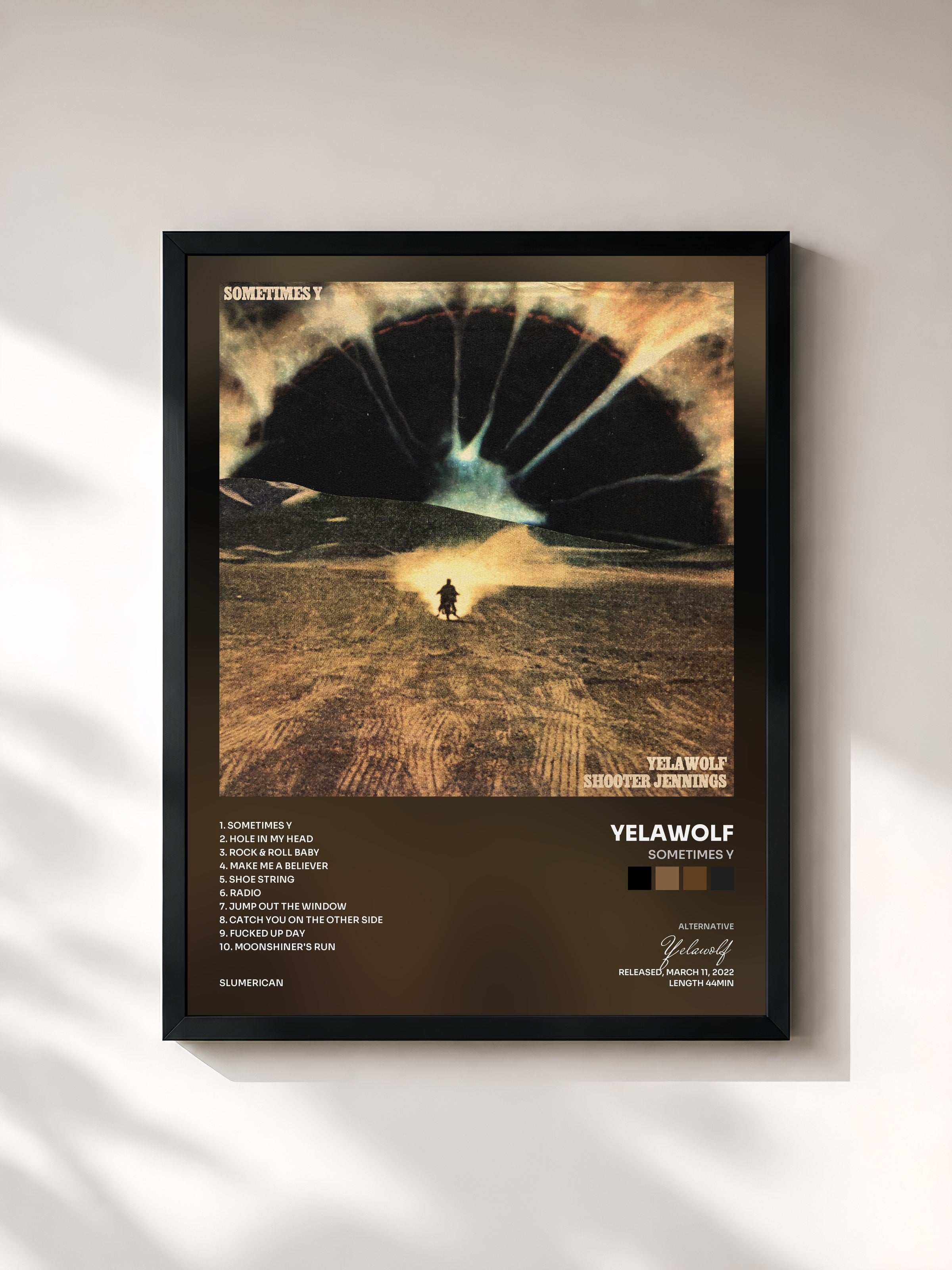 #noir Tableau de l'album Sometimes Y de Yelawolf, cadre noir, imprimé et encadré en France