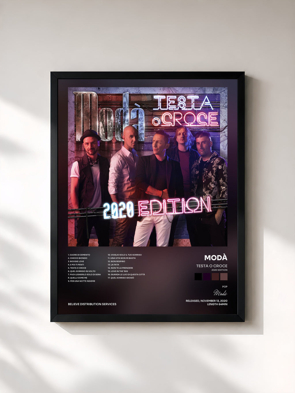 #noir Tableau de l'album Testa o croce (2020 Edition) de Modà, cadre noir, imprimé et encadré en France