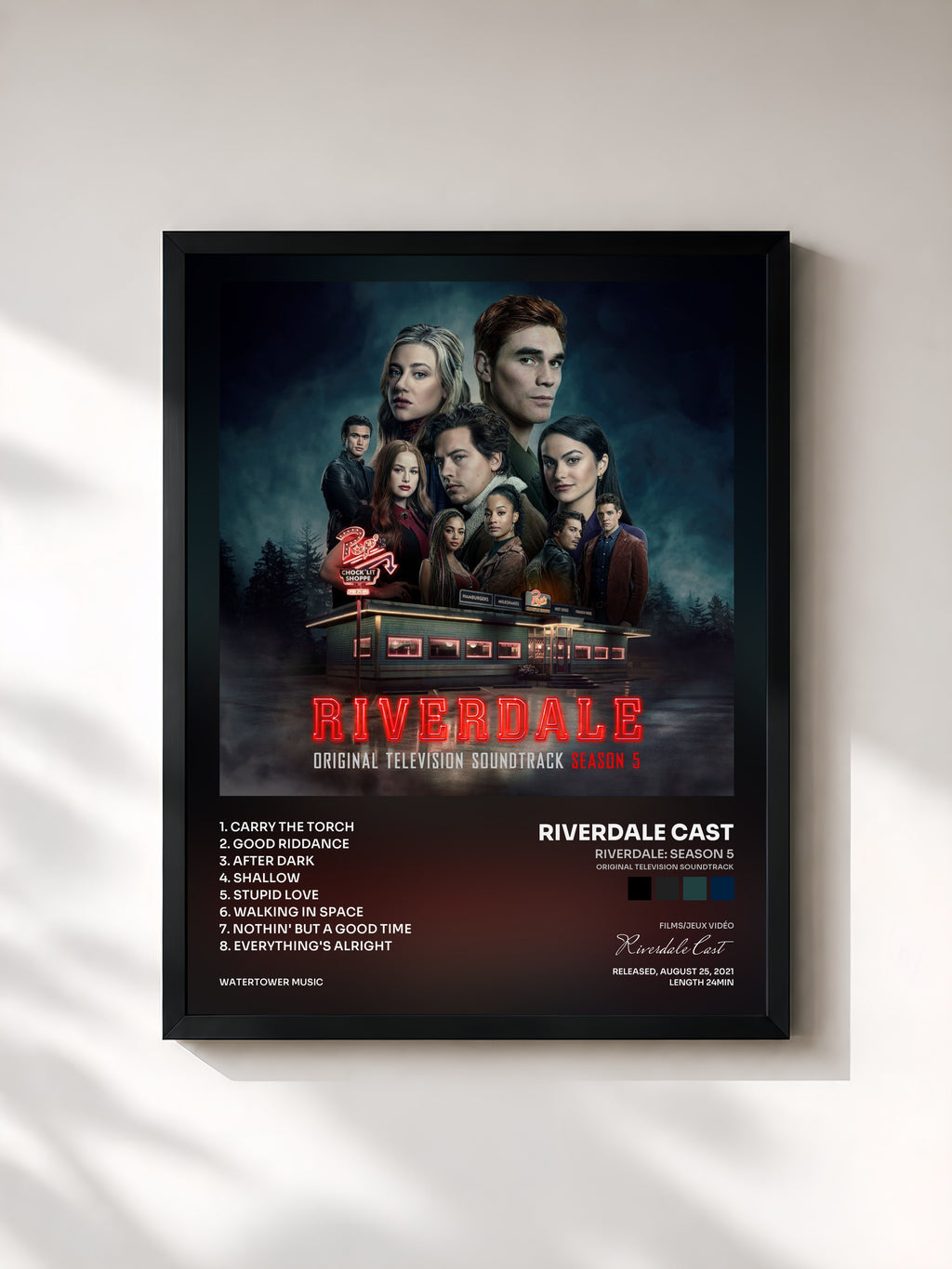 #noir Tableau de l'album Riverdale: Season 5 (Original Television Soundtrack) de Riverdale Cast, cadre noir, imprimé et encadré en France