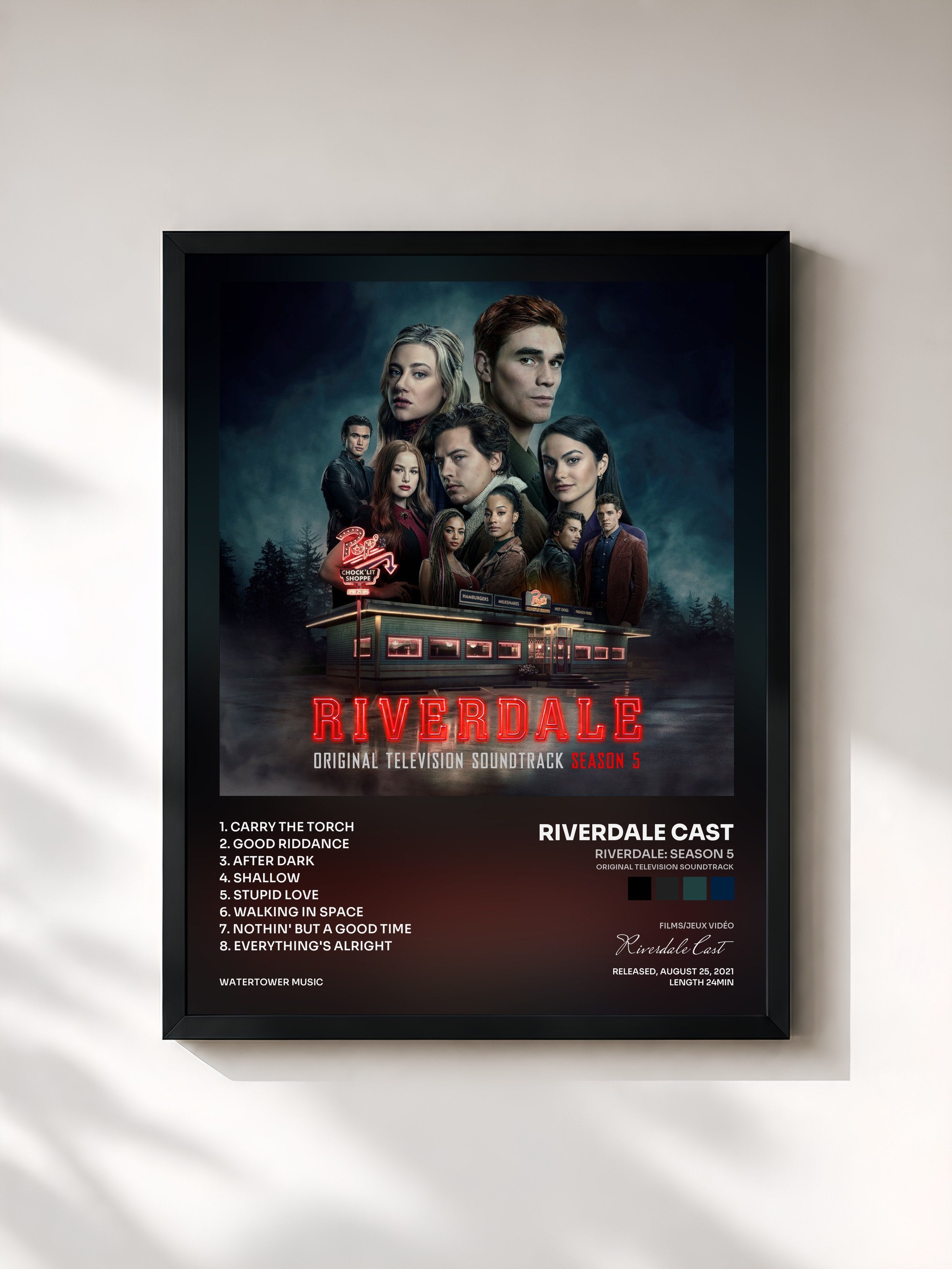 #noir Tableau de l'album Riverdale: Season 5 (Original Television Soundtrack) de Riverdale Cast, cadre noir, imprimé et encadré en France