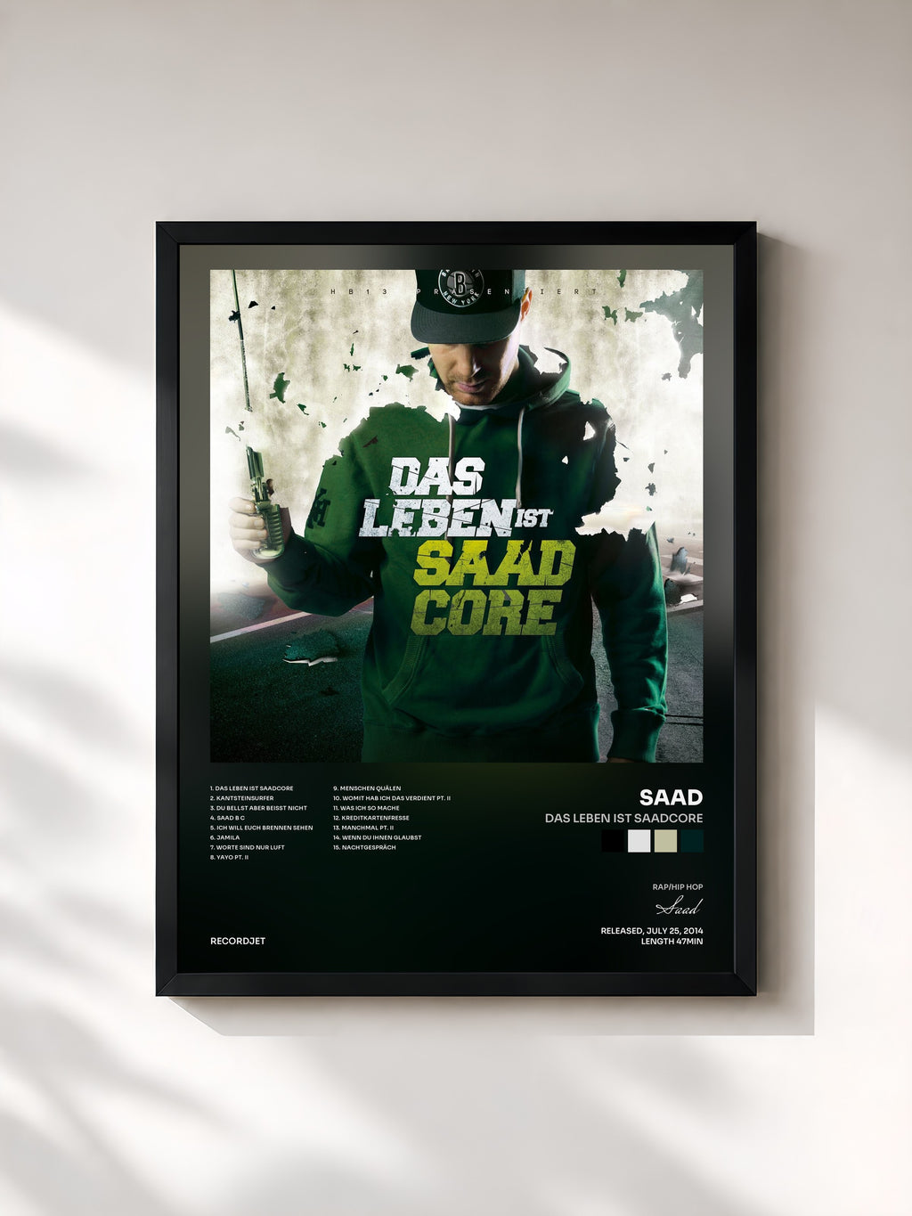 #noir Tableau de l'album Das Leben ist Saadcore de Saad, cadre noir, imprimé et encadré en France