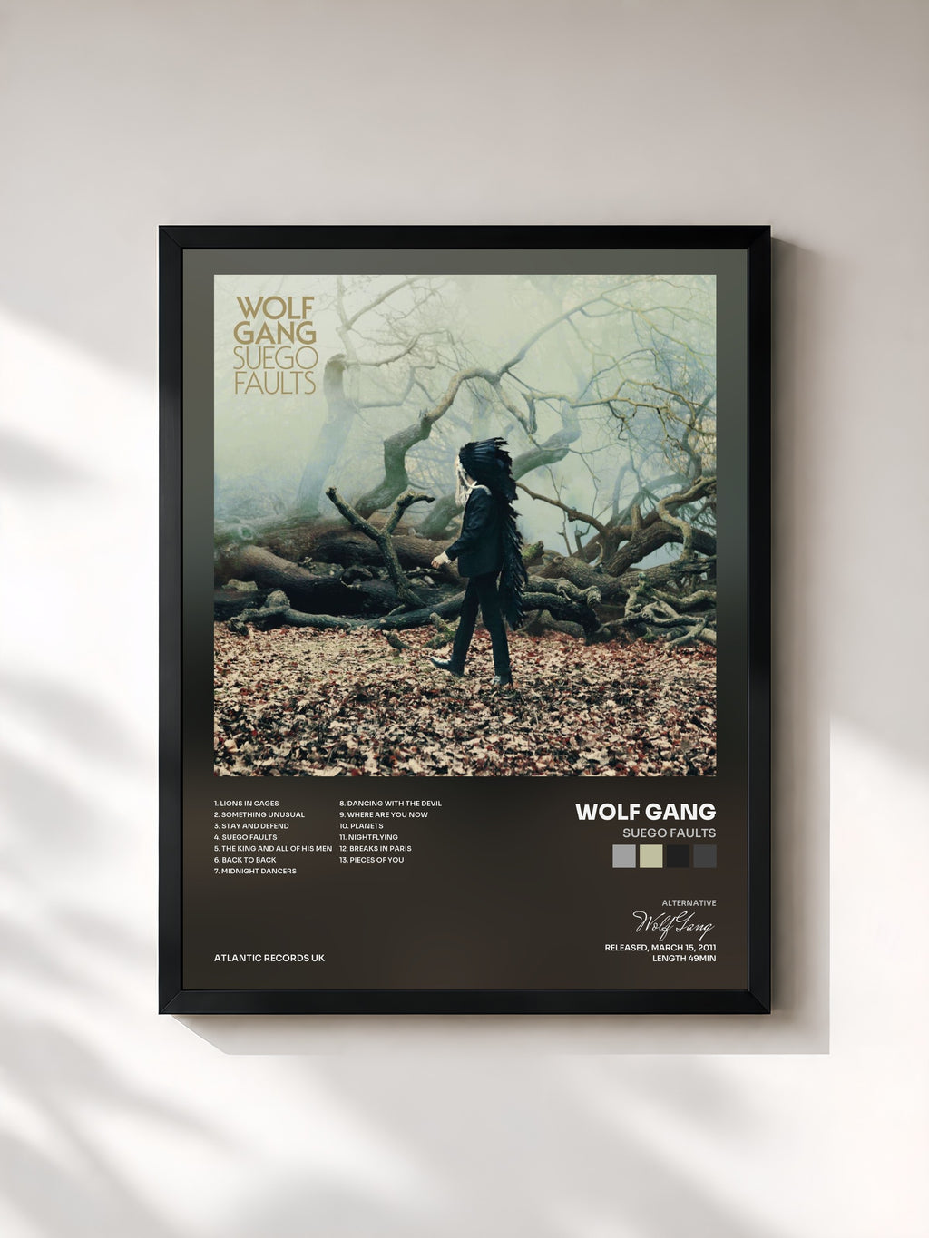 #noir Tableau de l'album Suego Faults de Wolf Gang, cadre noir, imprimé et encadré en France