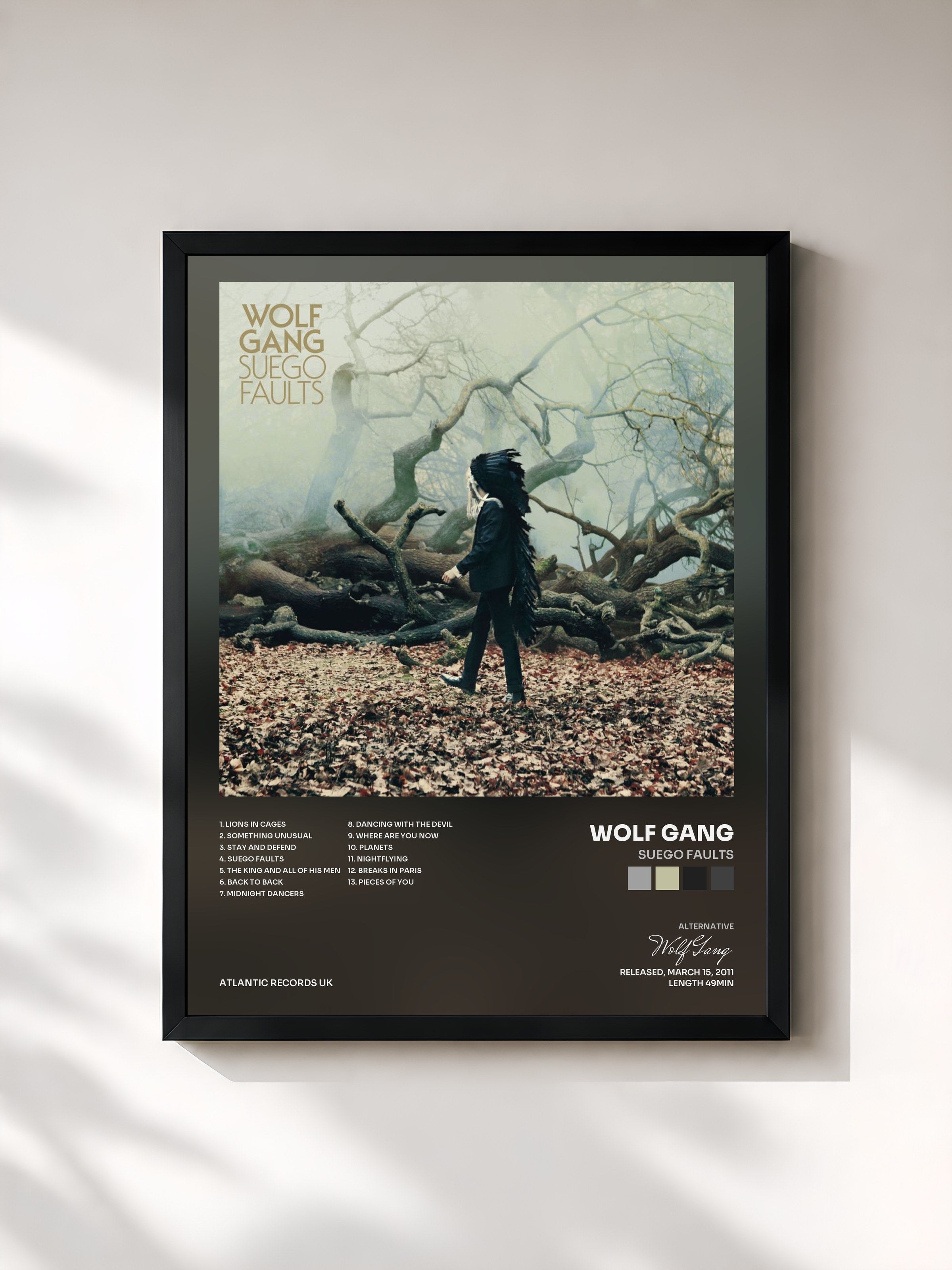 #noir Tableau de l'album Suego Faults de Wolf Gang, cadre noir, imprimé et encadré en France