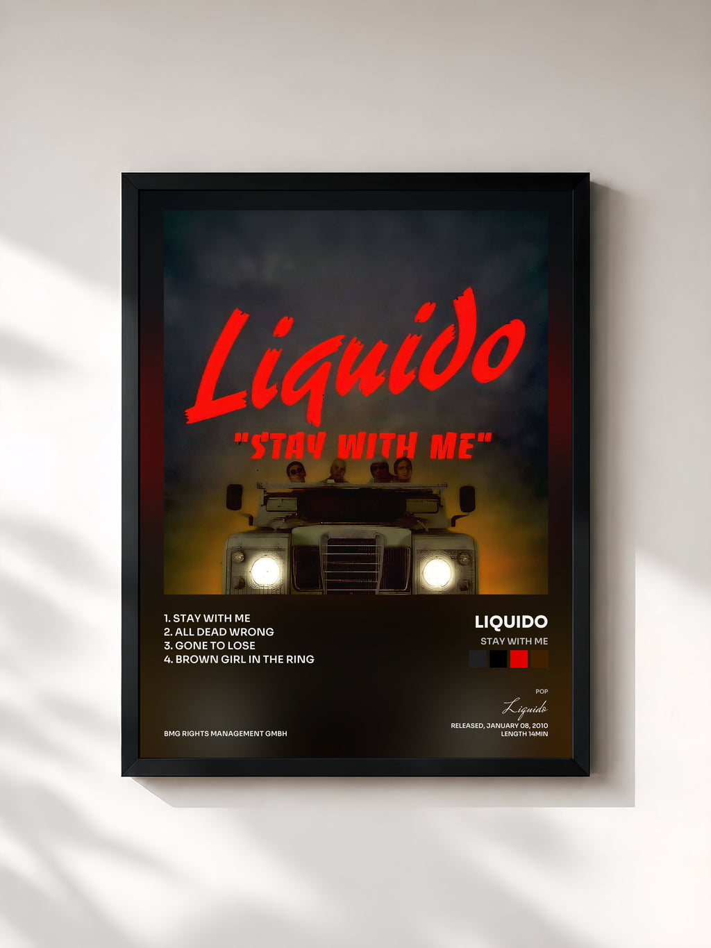 #noir Tableau de l'album Stay with Me de Liquido, cadre noir, imprimé et encadré en France