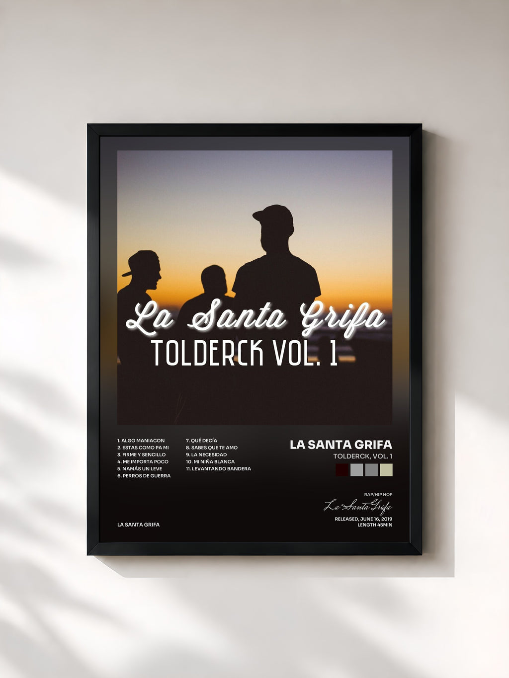 #noir Tableau de l'album Tolderck, Vol. 1 de La Santa Grifa, cadre noir, imprimé et encadré en France