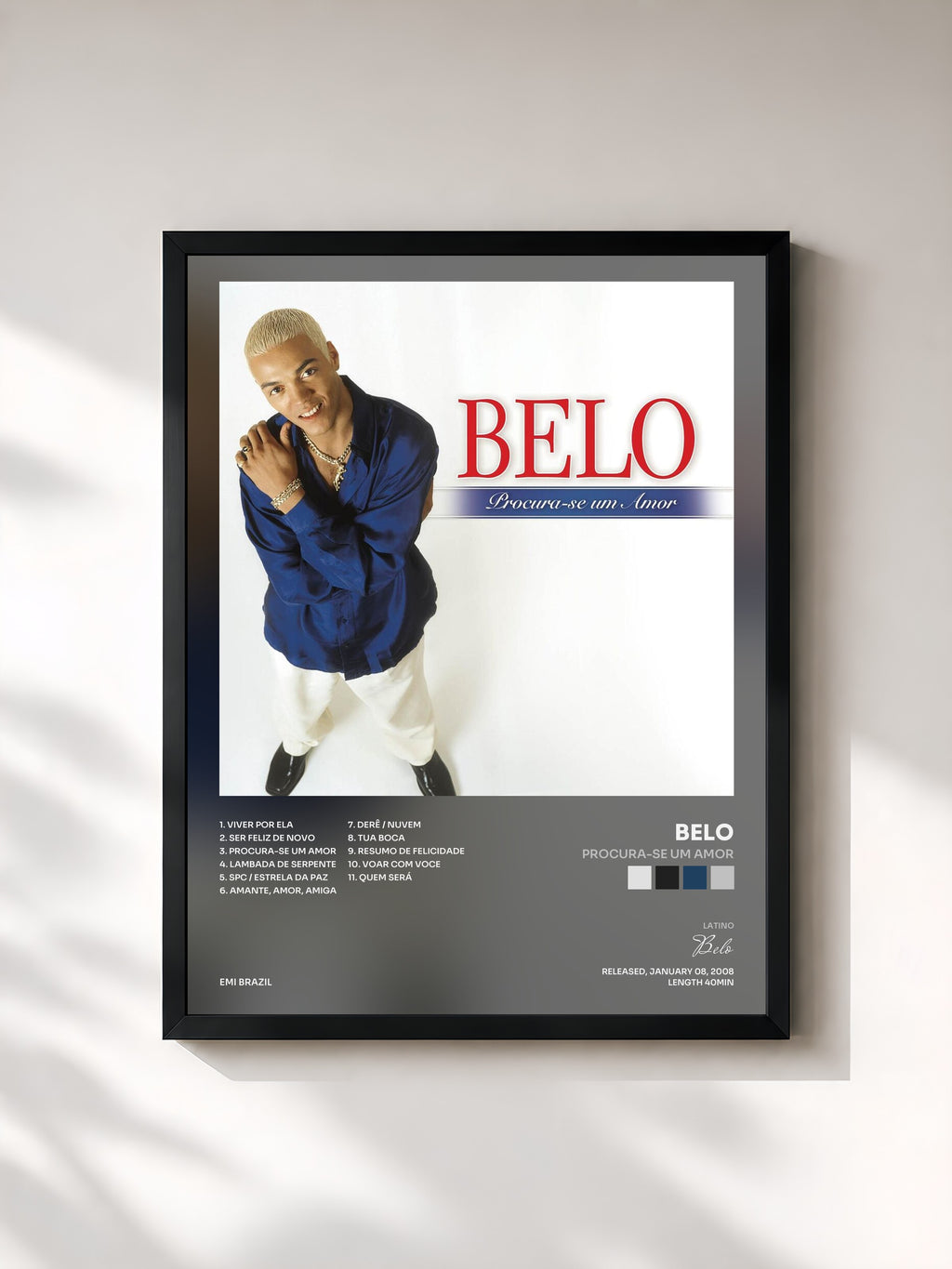 #noir Tableau de l'album Procura-se Um Amor de Belo, cadre noir, imprimé et encadré en France