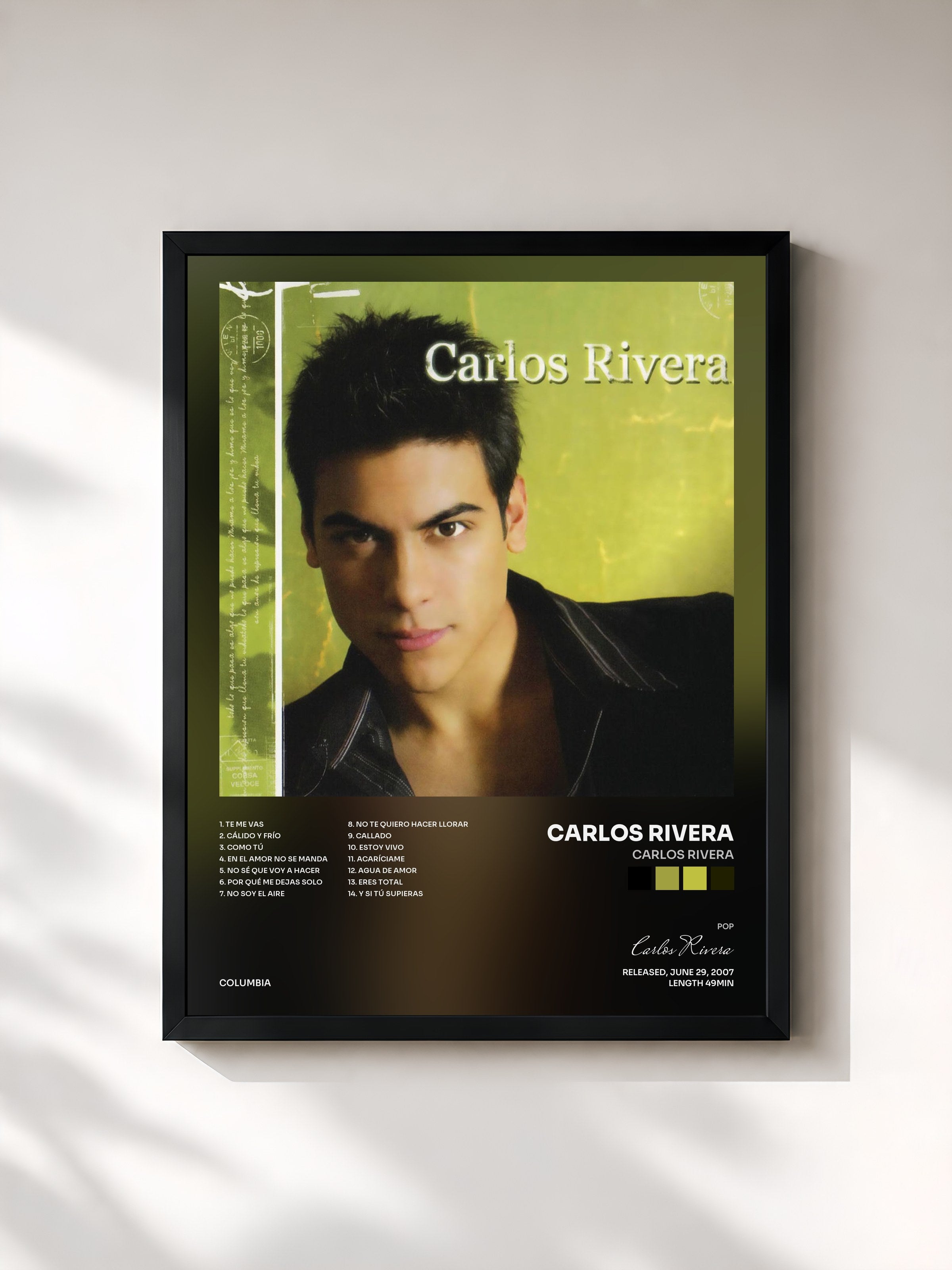 #noir Tableau de l'album Carlos Rivera de Carlos Rivera, cadre noir, imprimé et encadré en France