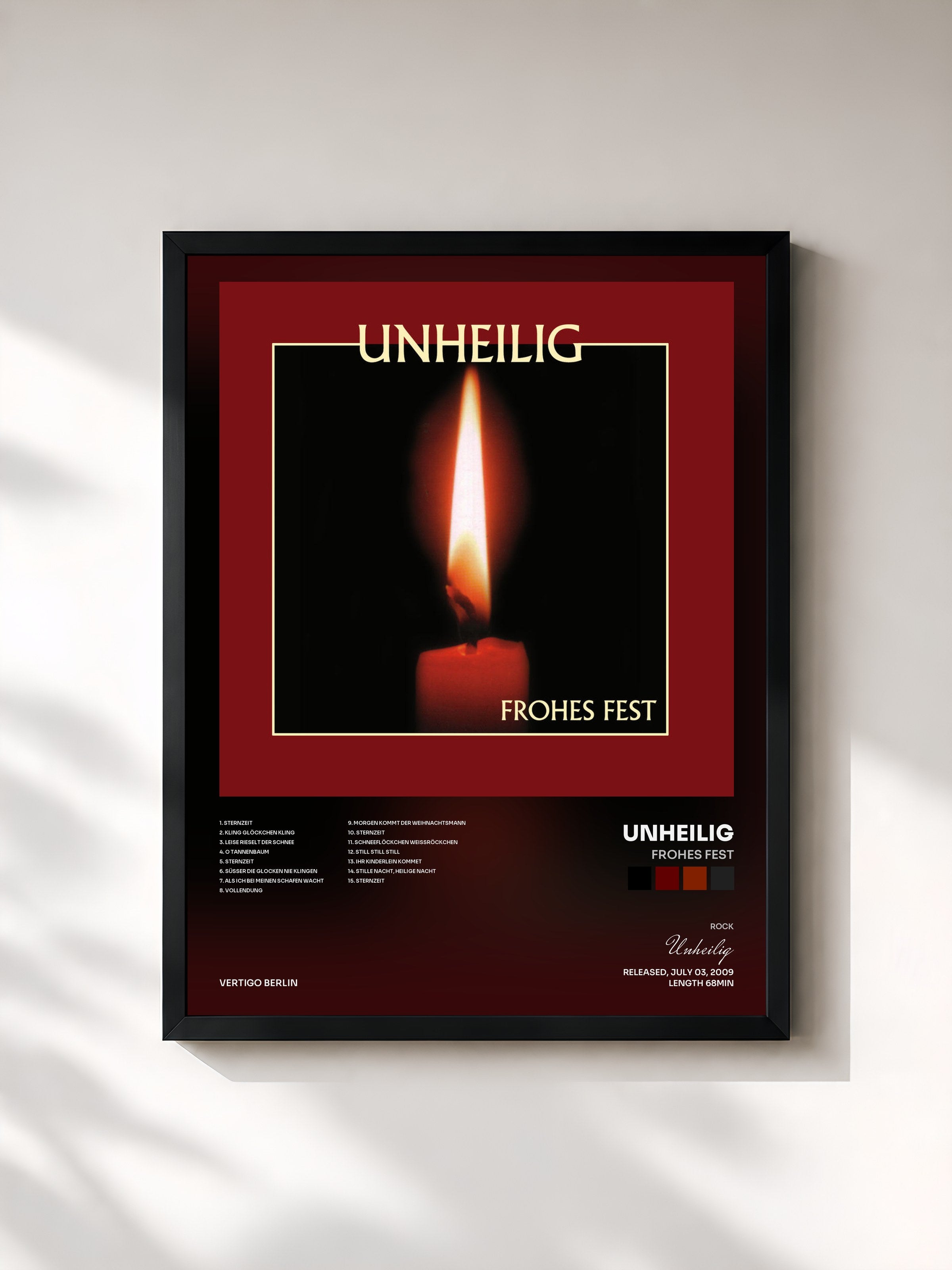 #noir Tableau de l'album Frohes Fest de Unheilig, cadre noir, imprimé et encadré en France