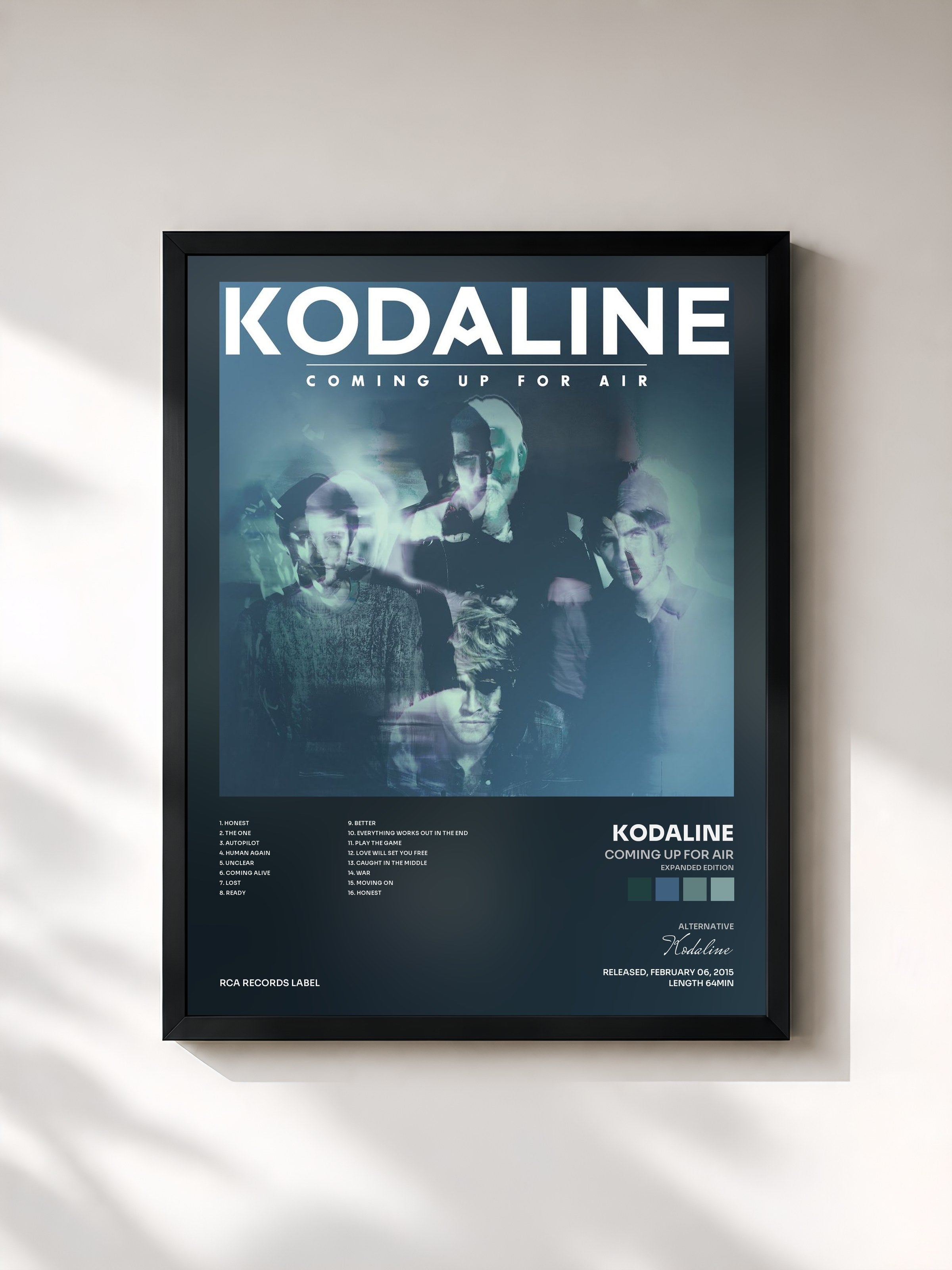 #noir Tableau de l'album Coming Up for Air (Expanded Edition) de Kodaline, cadre noir, imprimé et encadré en France