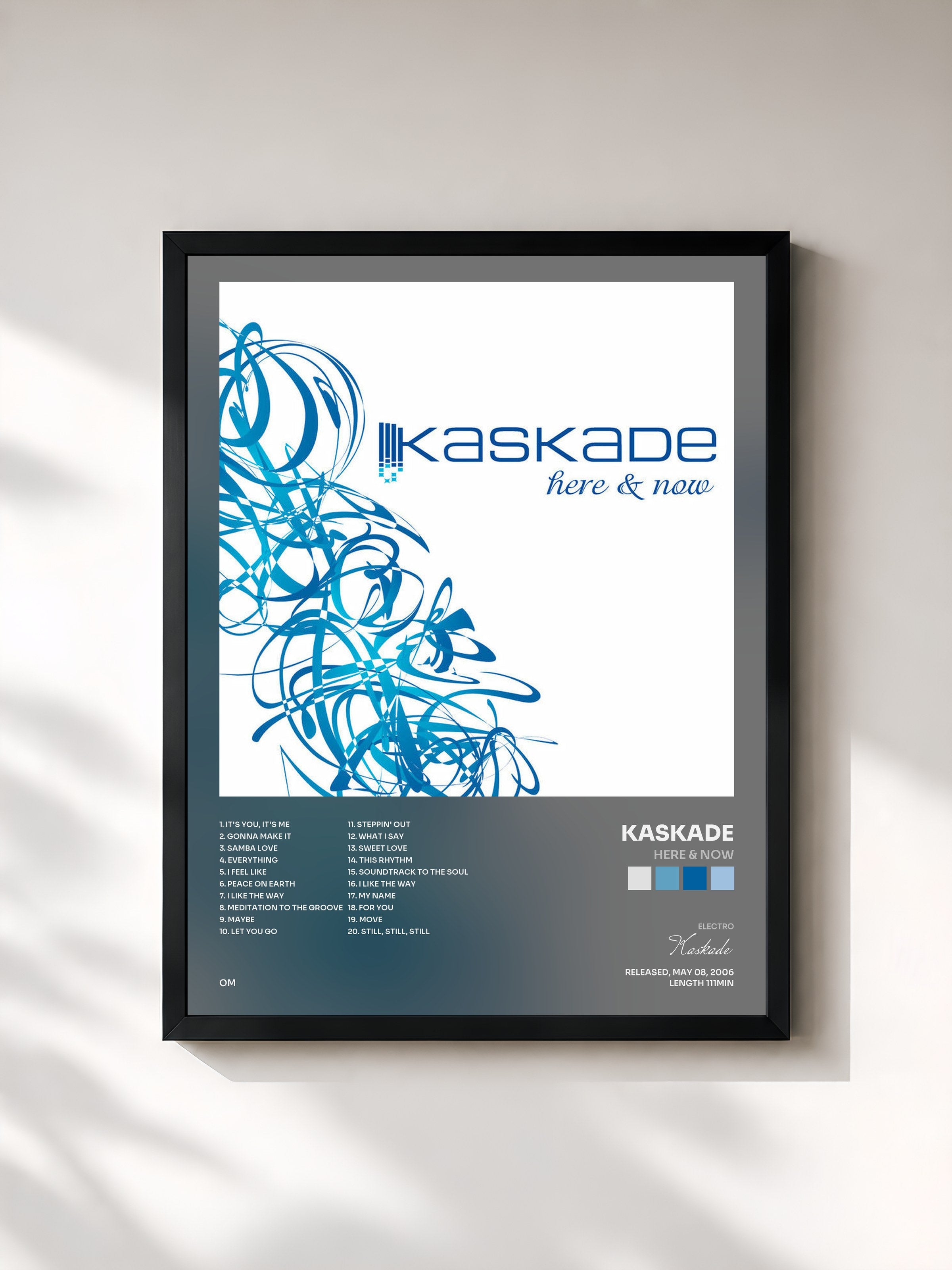 #noir Tableau de l'album Here & Now de Kaskade, cadre noir, imprimé et encadré en France