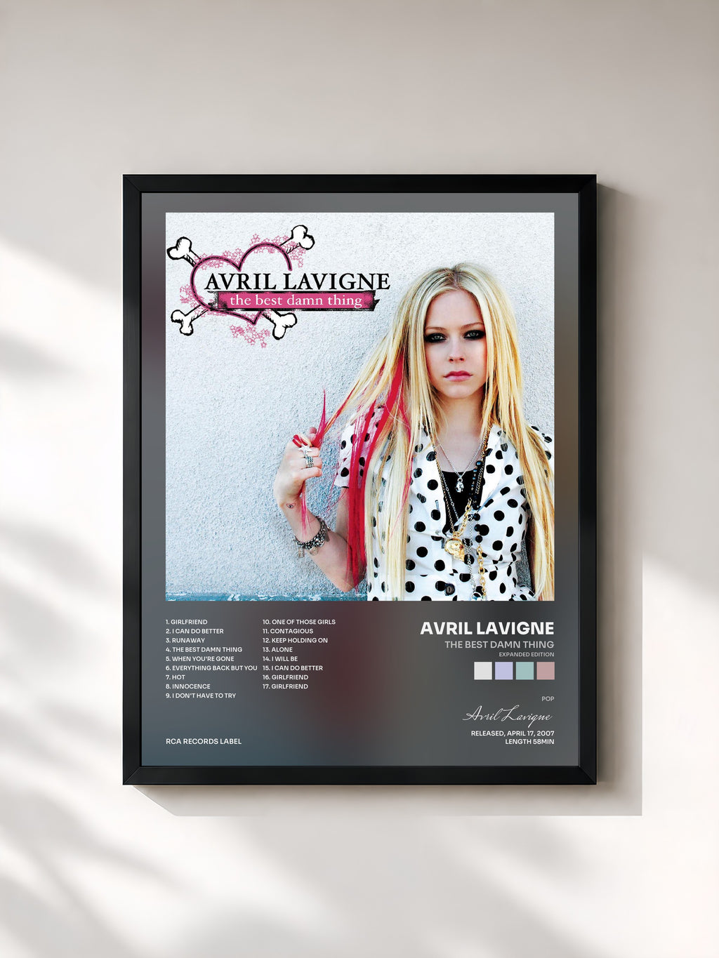 #noir Tableau de l'album The Best Damn Thing (Expanded Edition) de Avril Lavigne, cadre noir, imprimé et encadré en France