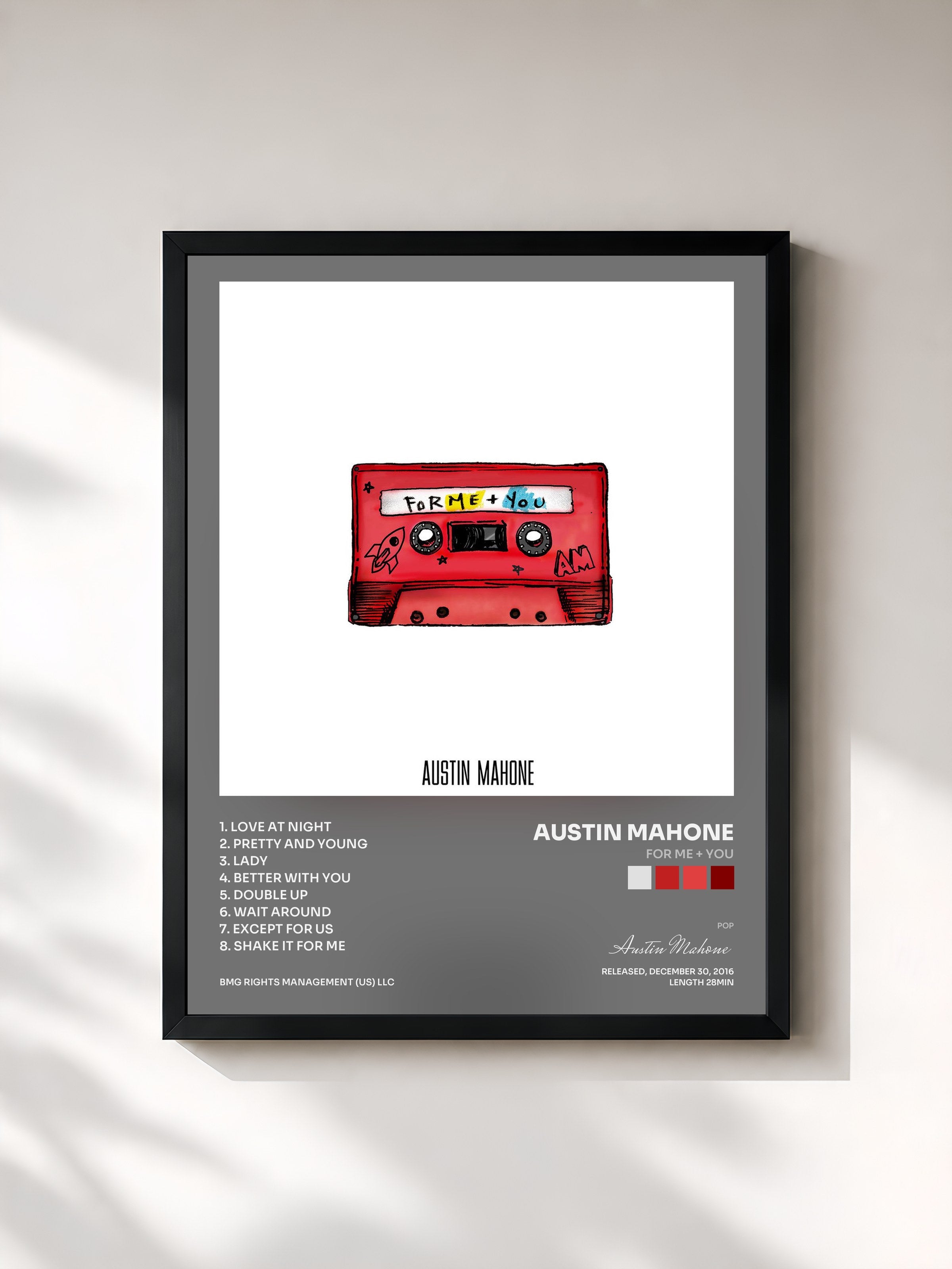 #noir Tableau de l'album For Me + You de Austin Mahone, cadre noir, imprimé et encadré en France