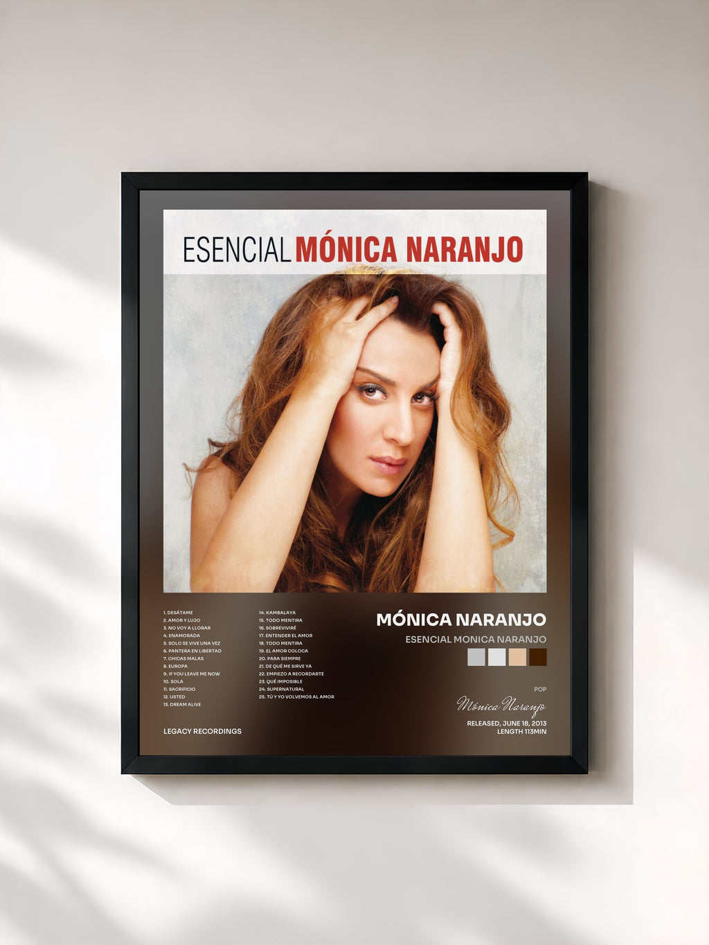 #noir Tableau de l'album Esencial Monica Naranjo de Mónica Naranjo, cadre noir, imprimé et encadré en France
