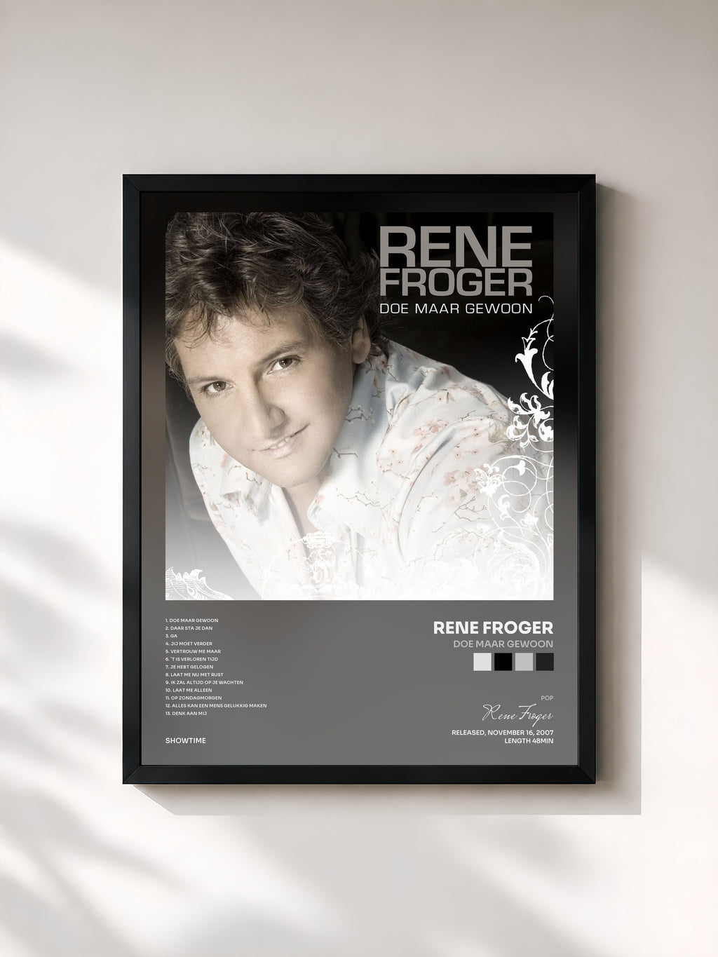 #noir Tableau de l'album Doe Maar Gewoon de Rene Froger, cadre noir, imprimé et encadré en France