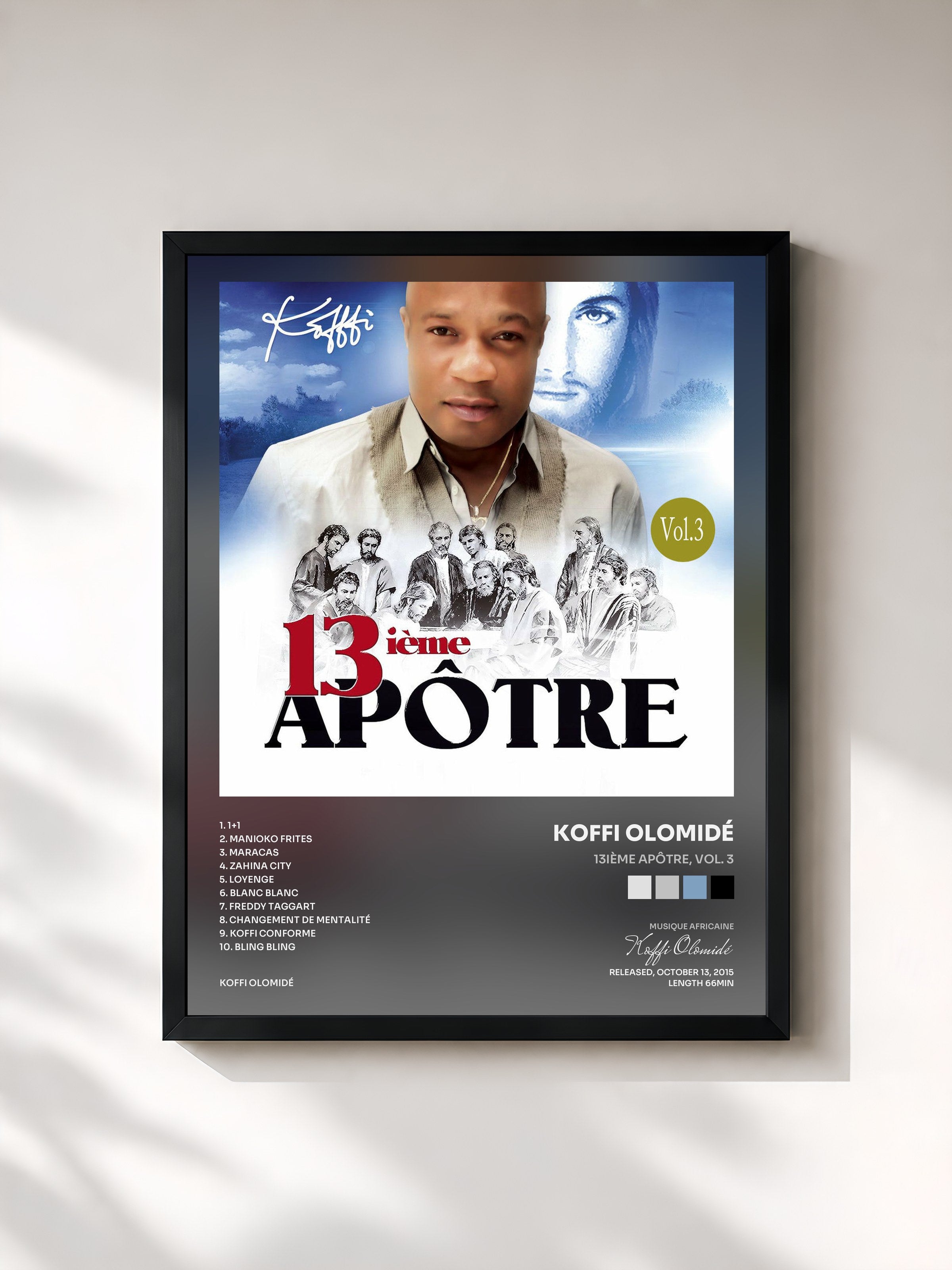 #noir Tableau de l'album 13ième apôtre, Vol. 3 de Koffi Olomidé, cadre noir, imprimé et encadré en France