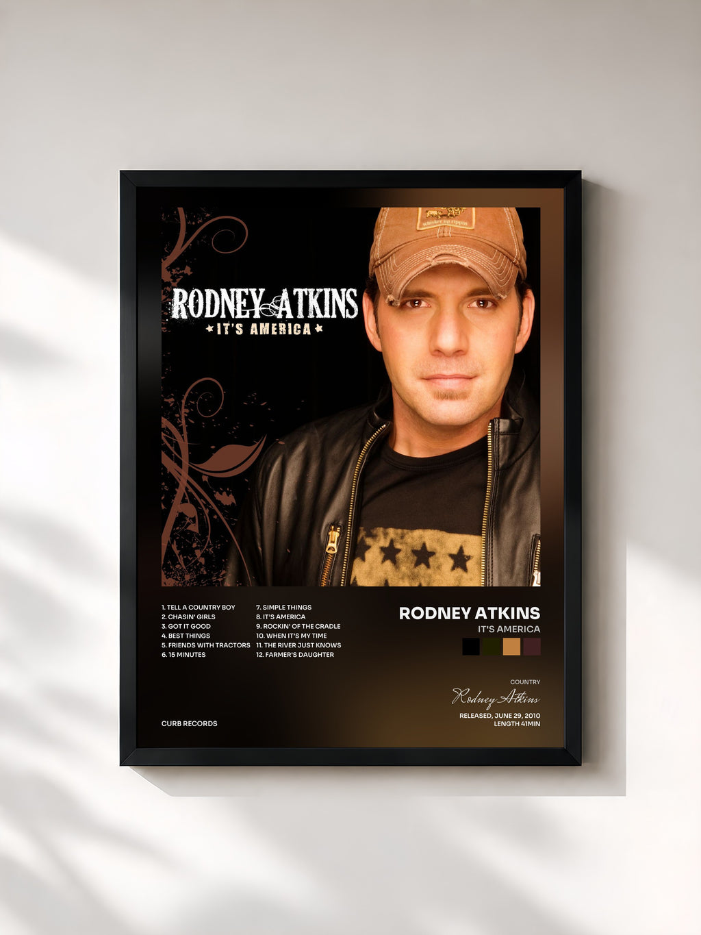 #noir Tableau de l'album It's America de Rodney Atkins, cadre noir, imprimé et encadré en France