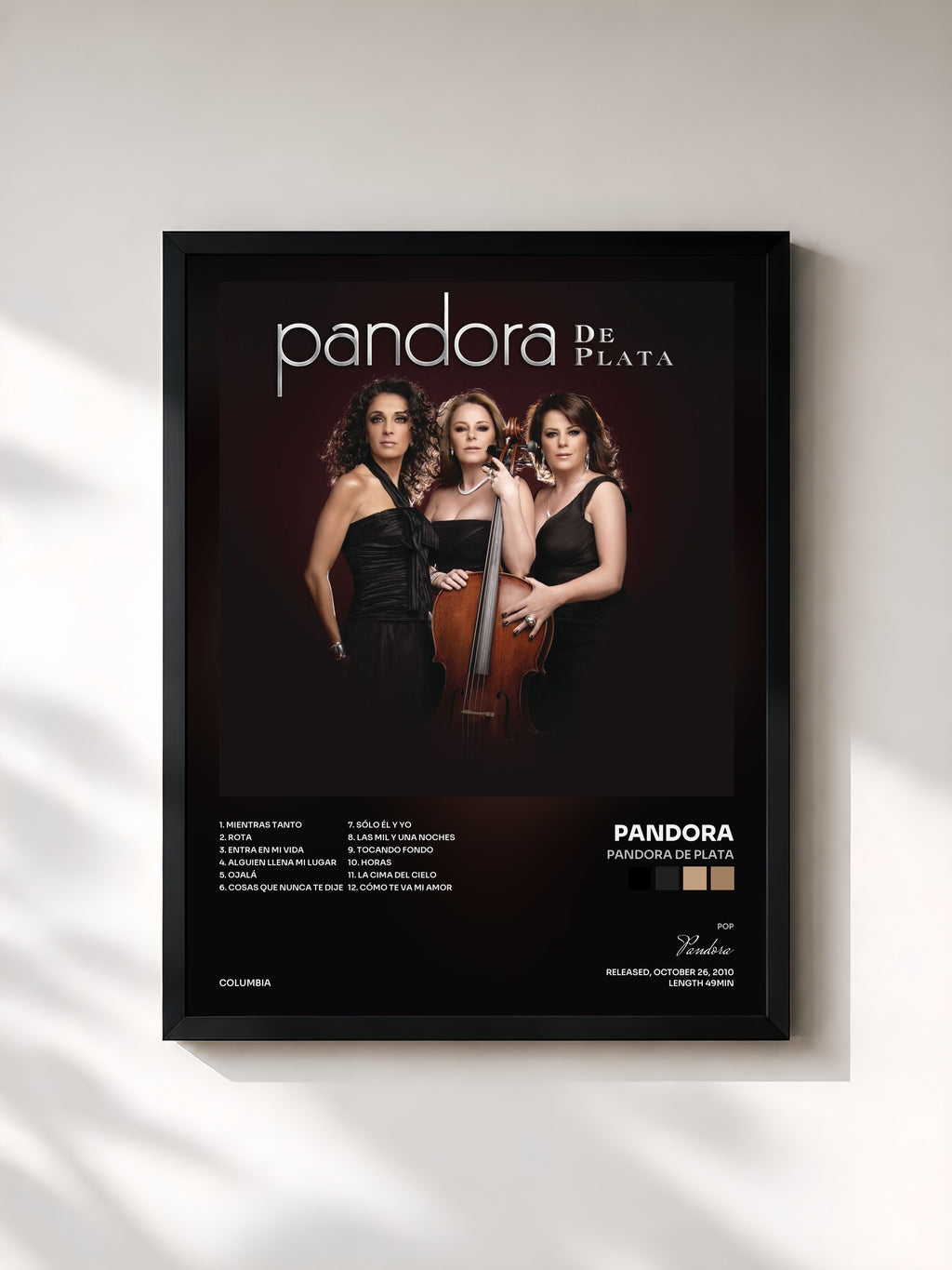 #noir Tableau de l'album Pandora de Plata de Pandora, cadre noir, imprimé et encadré en France