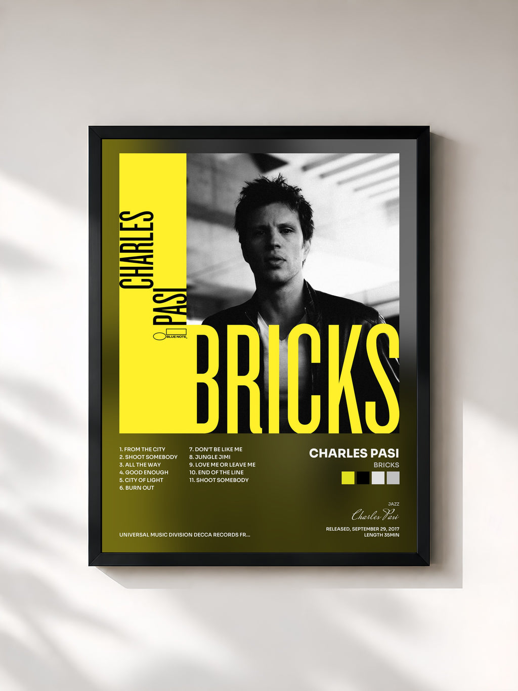 #noir Tableau de l'album Bricks de Charles Pasi, cadre noir, imprimé et encadré en France