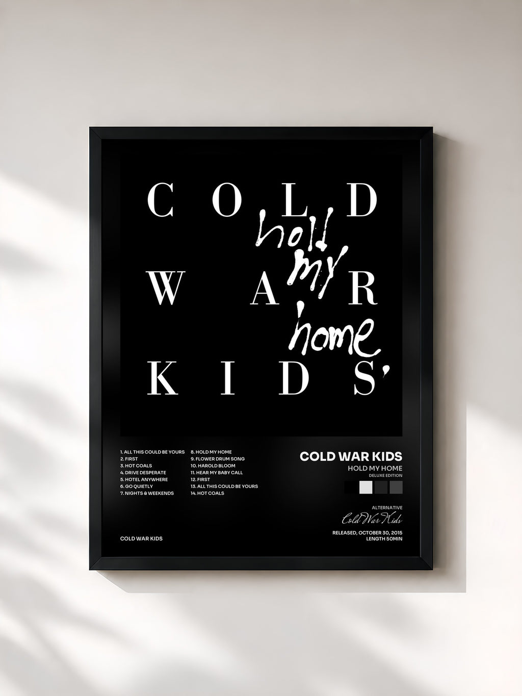 #noir Tableau de l'album Hold My Home (Deluxe Edition) de Cold War Kids, cadre noir, imprimé et encadré en France