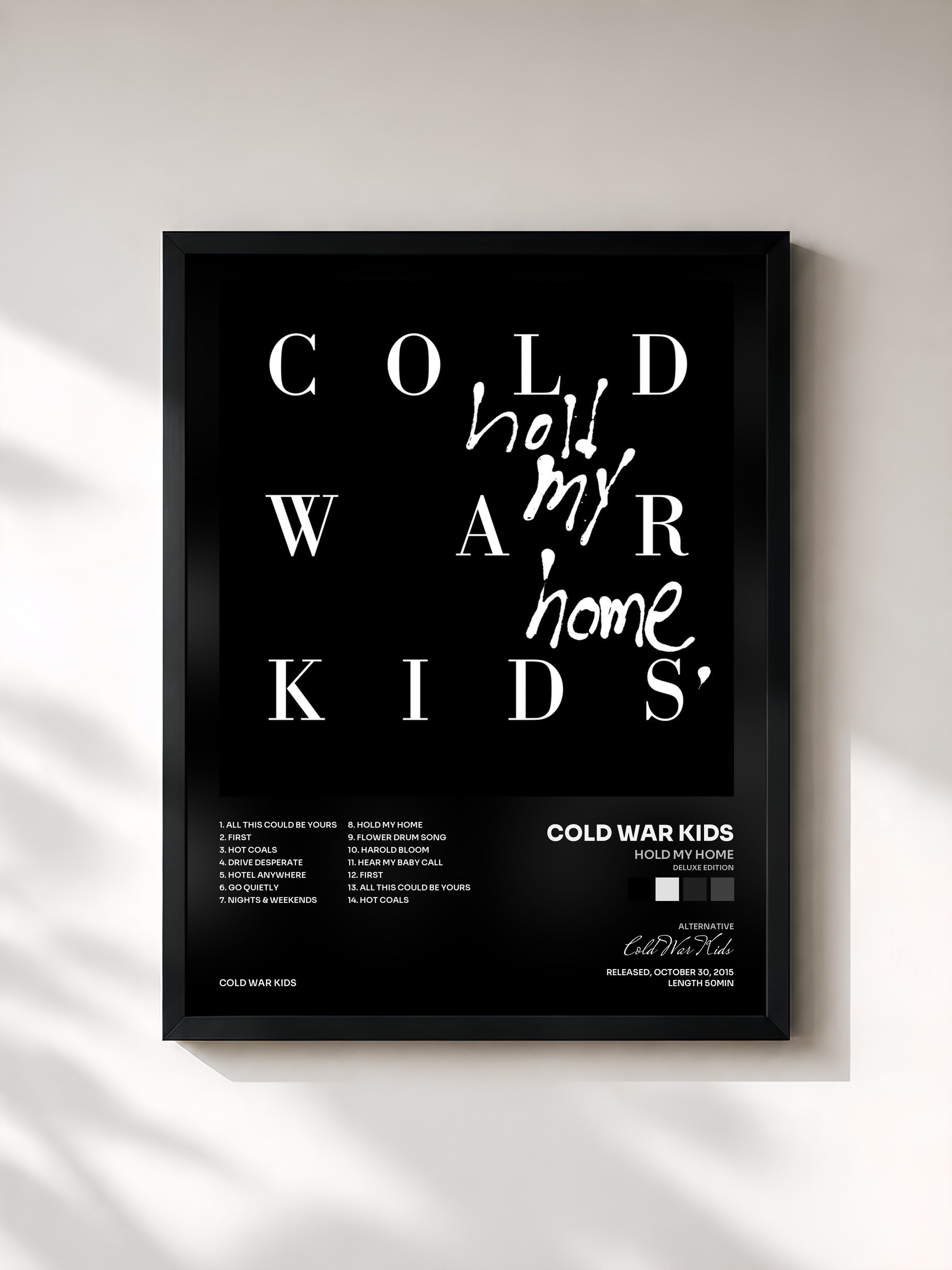 #noir Tableau de l'album Hold My Home (Deluxe Edition) de Cold War Kids, cadre noir, imprimé et encadré en France
