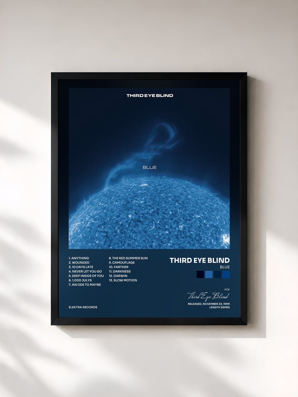 #noir Tableau de l'album Blue de Third Eye Blind, cadre noir, imprimé et encadré en France