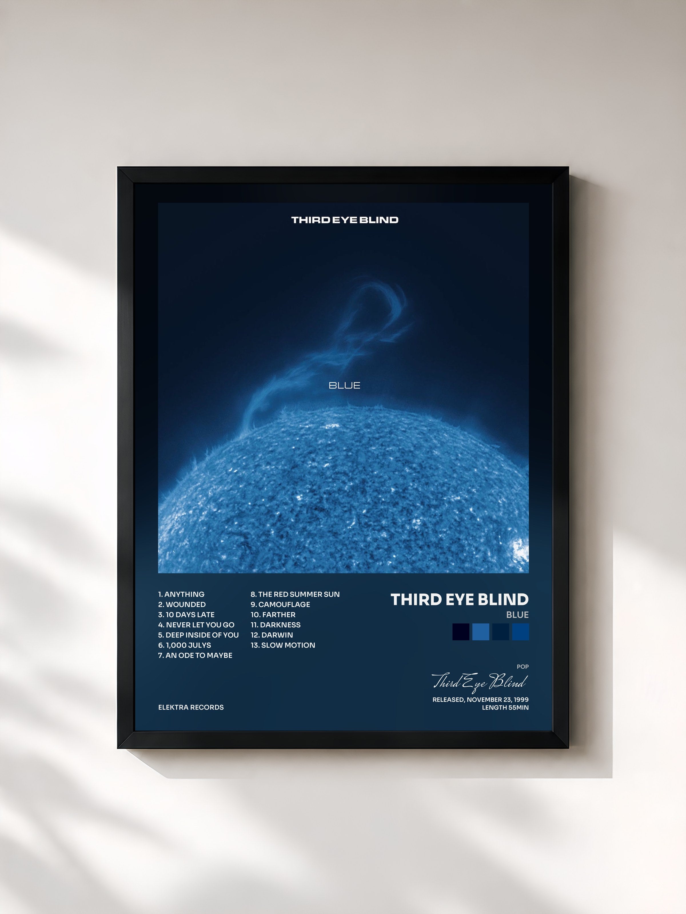 #noir Tableau de l'album Blue de Third Eye Blind, cadre noir, imprimé et encadré en France