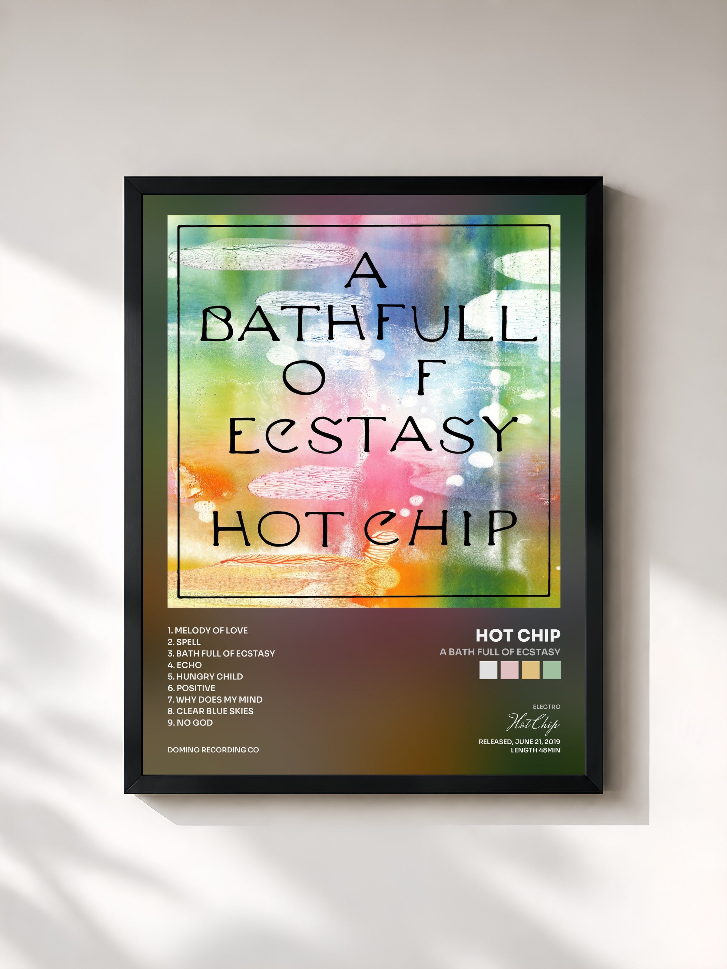 #noir Tableau de l'album A Bath Full of Ecstasy de Hot Chip, cadre noir, imprimé et encadré en France