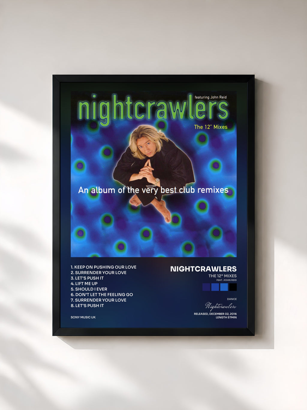 #noir Tableau de l'album The 12" Mixes (feat. John Reid) de Nightcrawlers, cadre noir, imprimé et encadré en France