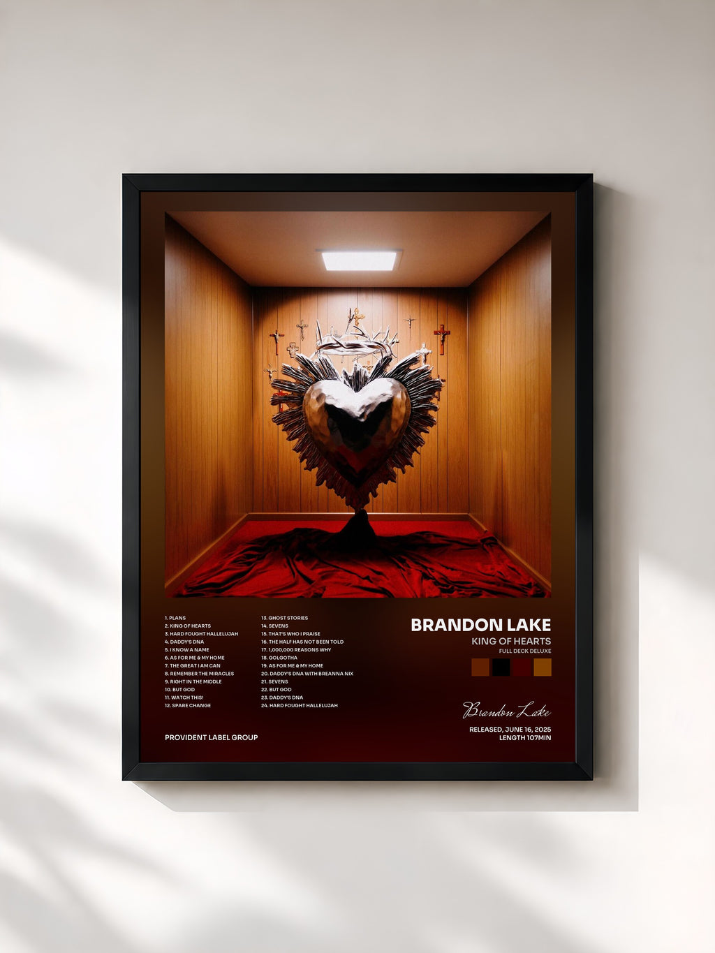 #noir Tableau de l'album King Of Hearts (Full Deck Deluxe) de Brandon Lake, cadre noir, imprimé et encadré en France