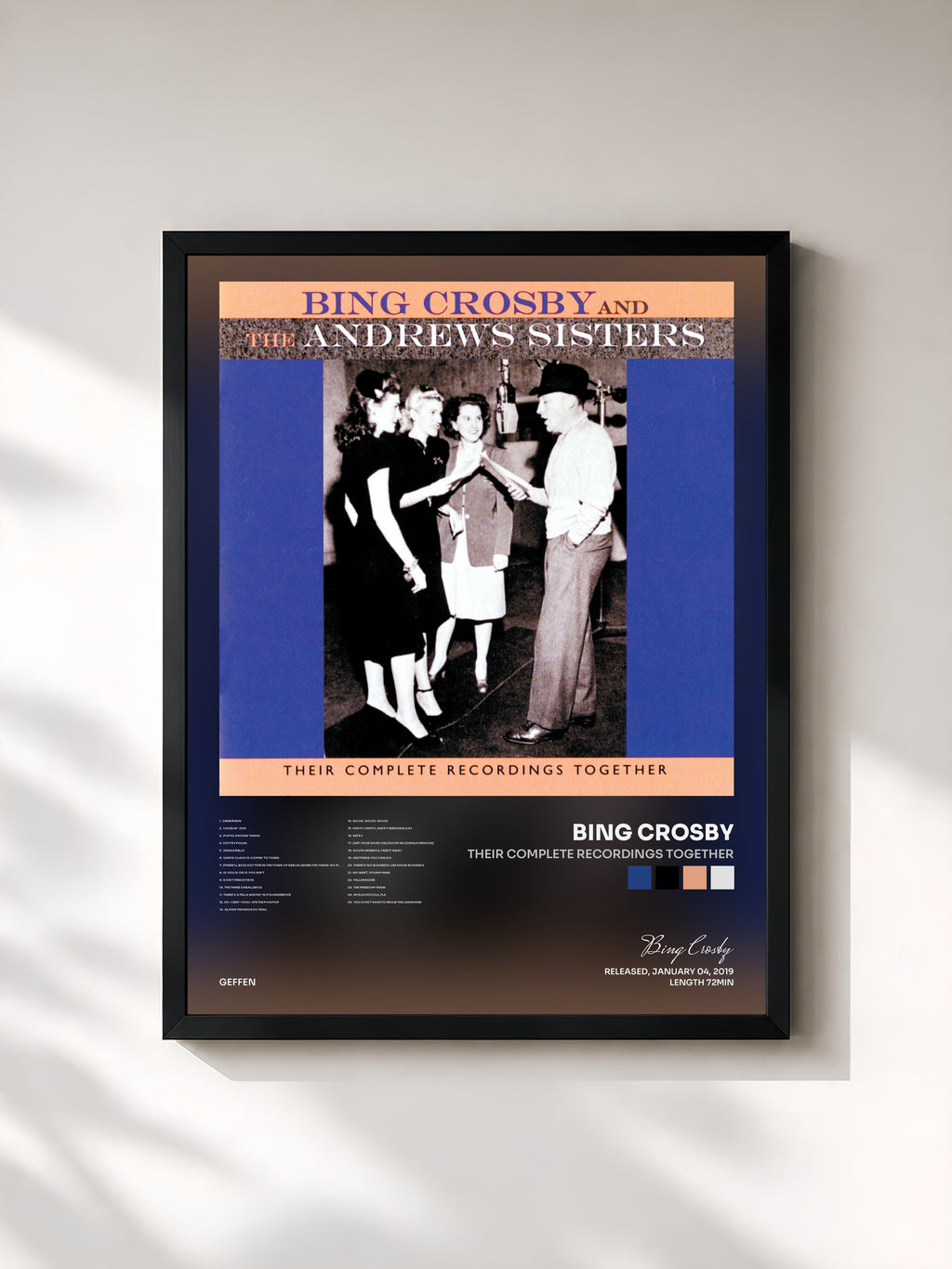 #noir Tableau de l'album Their Complete Recordings Together de Bing Crosby, cadre noir, imprimé et encadré en France