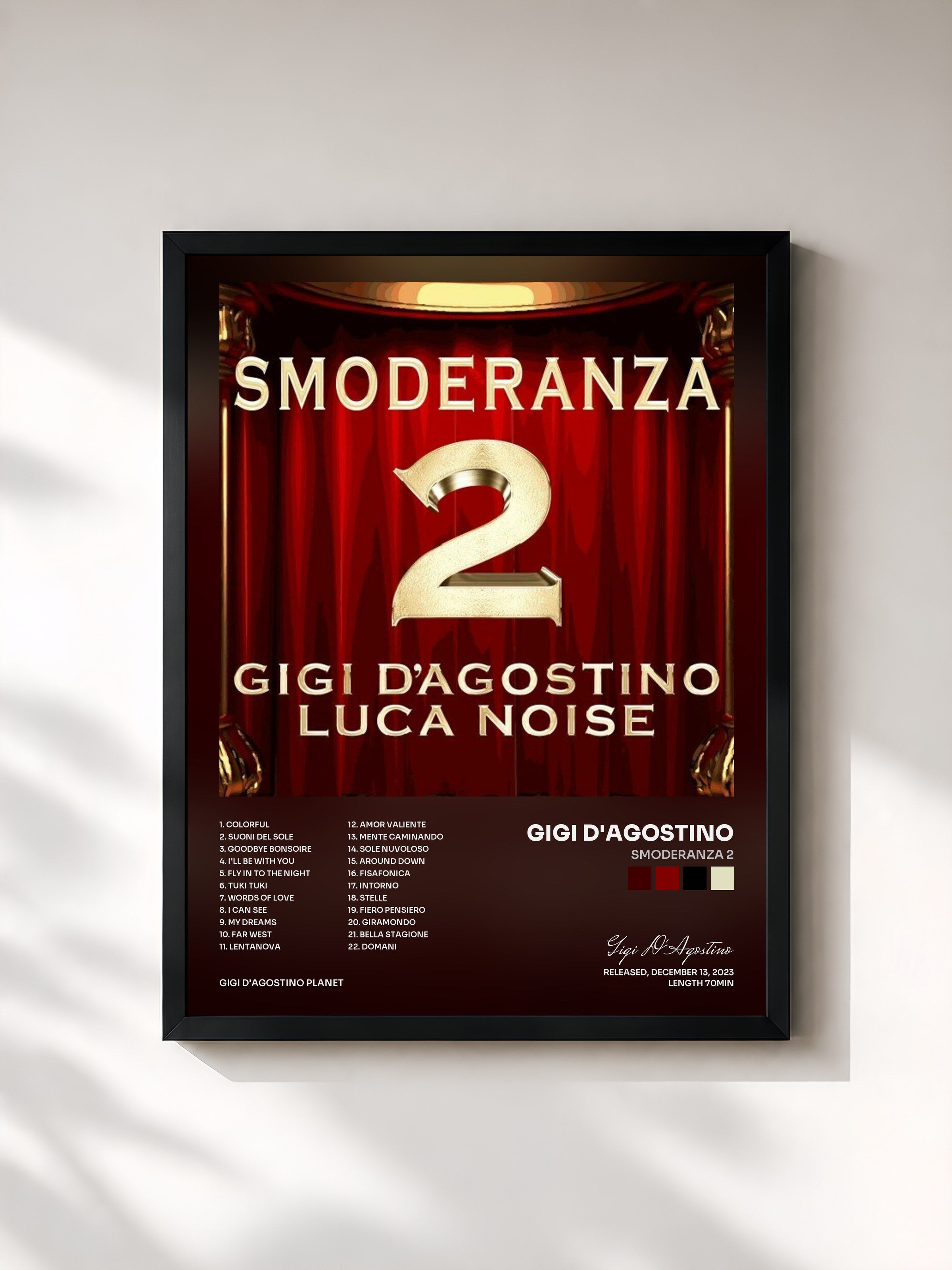 #noir Tableau de l'album Smoderanza 2 de Gigi D'Agostino, cadre noir, imprimé et encadré en France