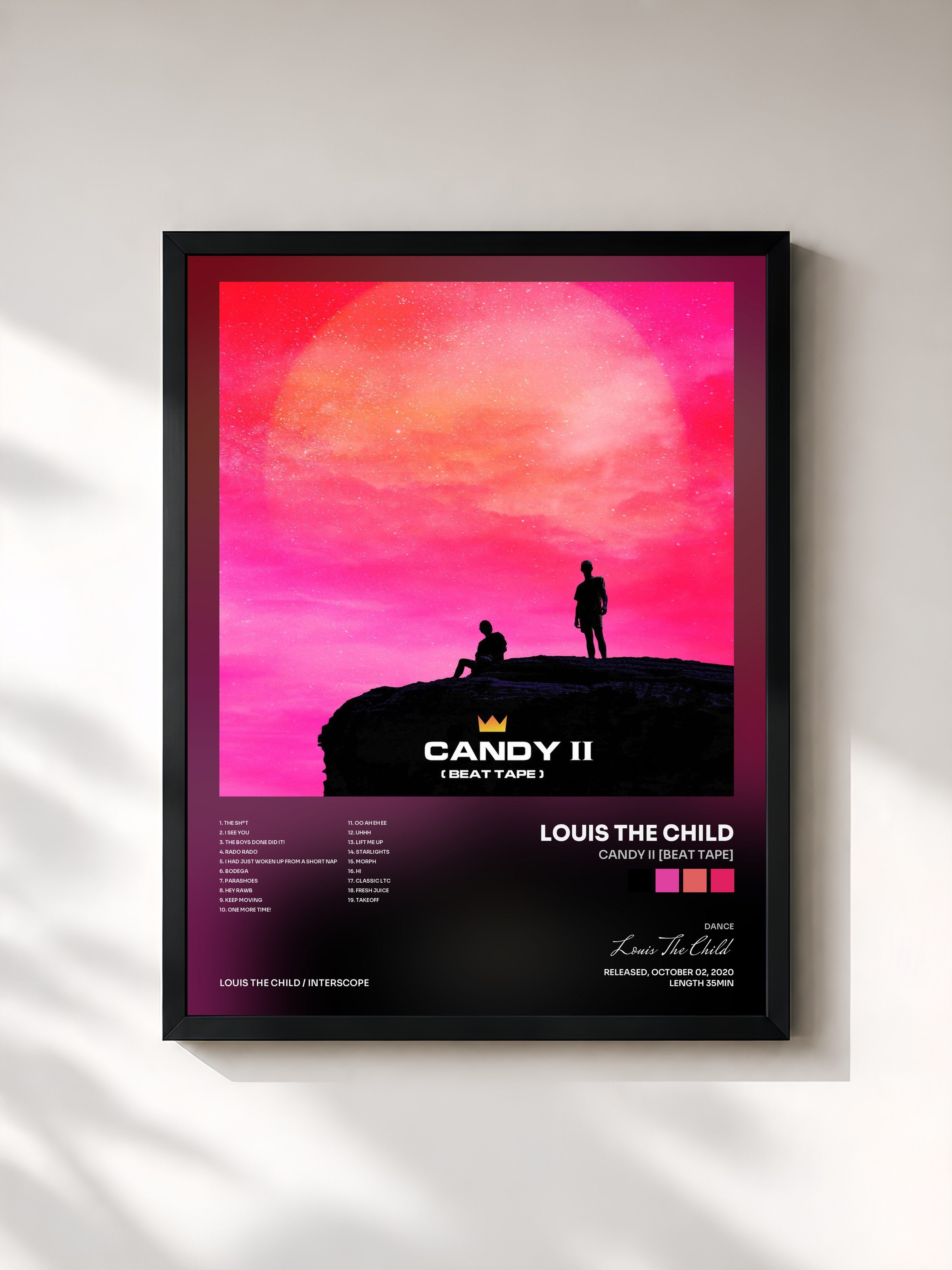 #noir Tableau de l'album Candy II [Beat Tape] de Louis The Child, cadre noir, imprimé et encadré en France