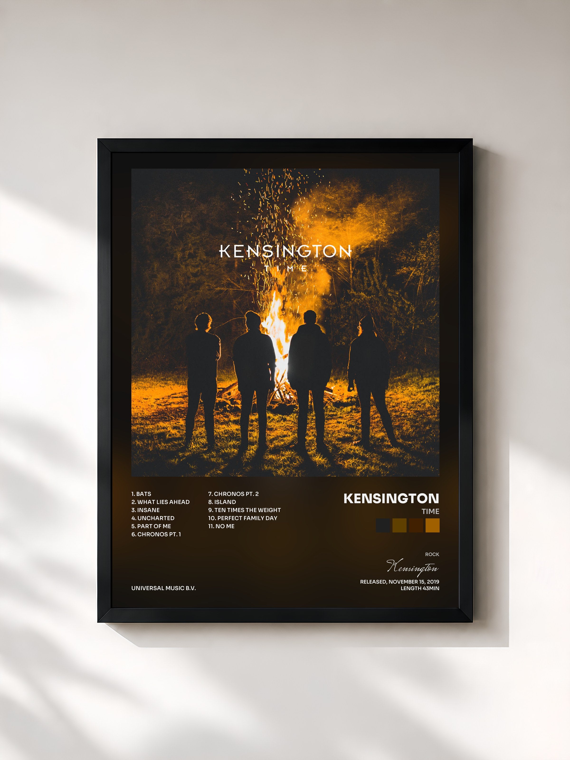 #noir Tableau de l'album Time de Kensington, cadre noir, imprimé et encadré en France