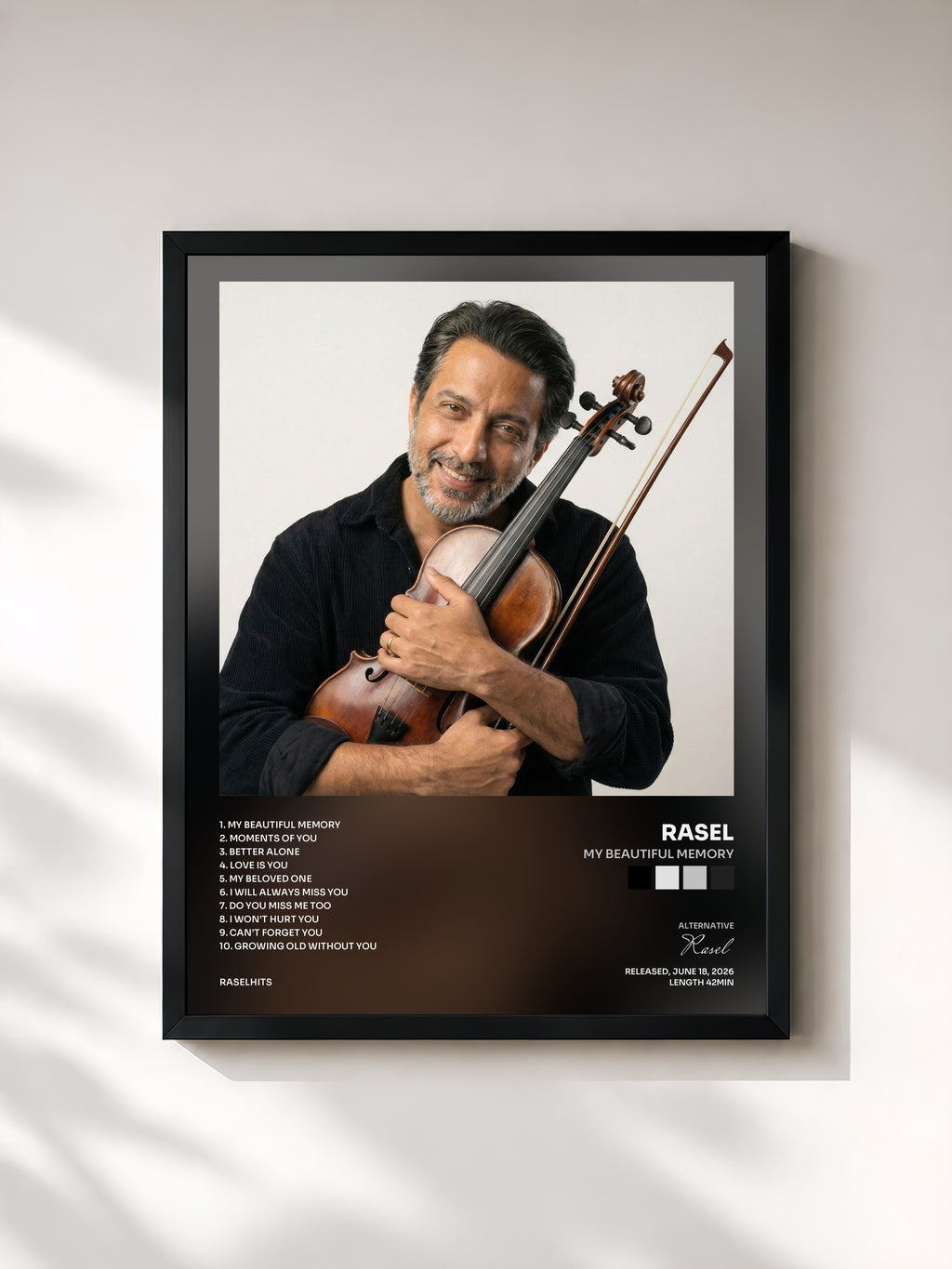 #noir Tableau de l'album My Beautiful Memory de Rasel, cadre noir, imprimé et encadré en France