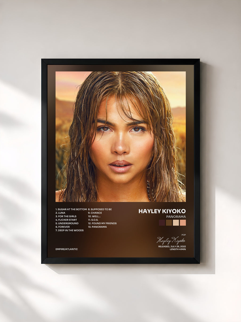 #noir Tableau de l'album PANORAMA de Hayley Kiyoko, cadre noir, imprimé et encadré en France