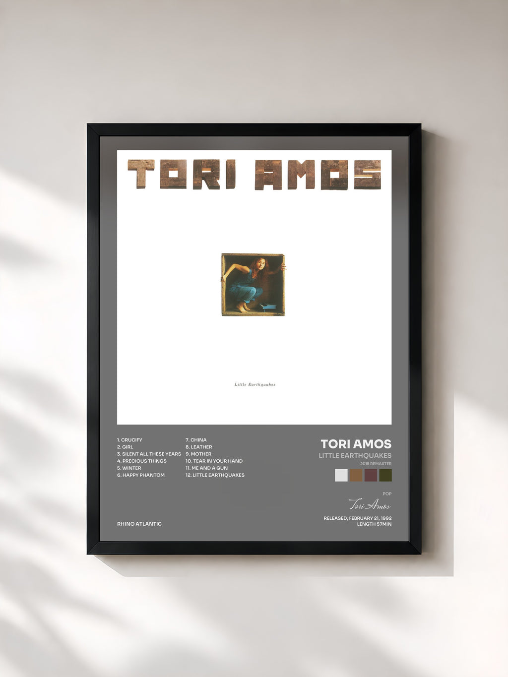 #noir Tableau de l'album Little Earthquakes (2015 Remaster) de Tori Amos, cadre noir, imprimé et encadré en France