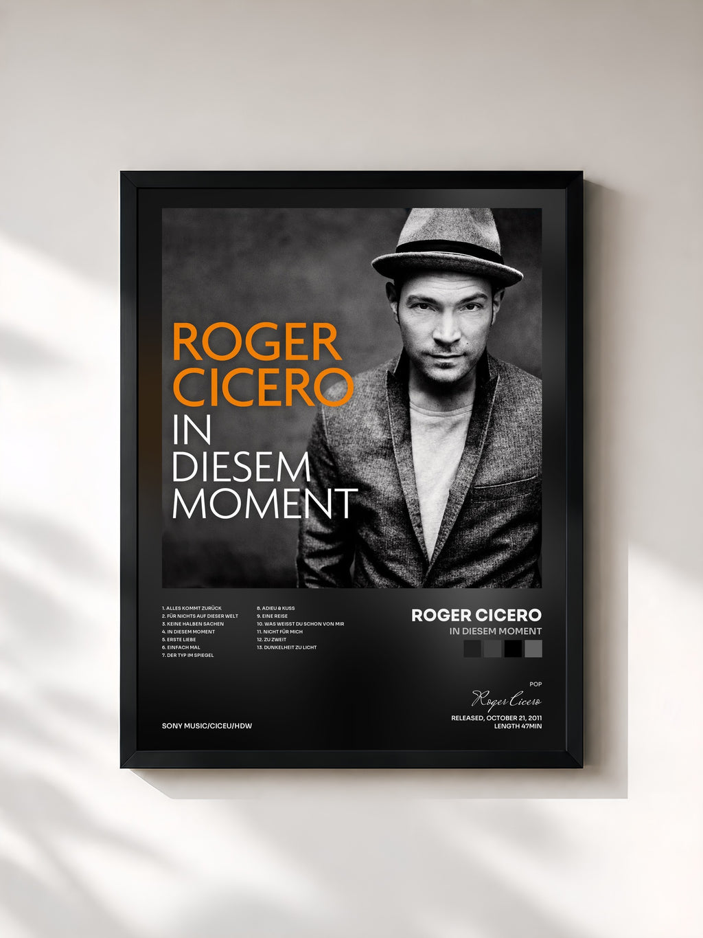 #noir Tableau de l'album In diesem Moment de Roger Cicero, cadre noir, imprimé et encadré en France
