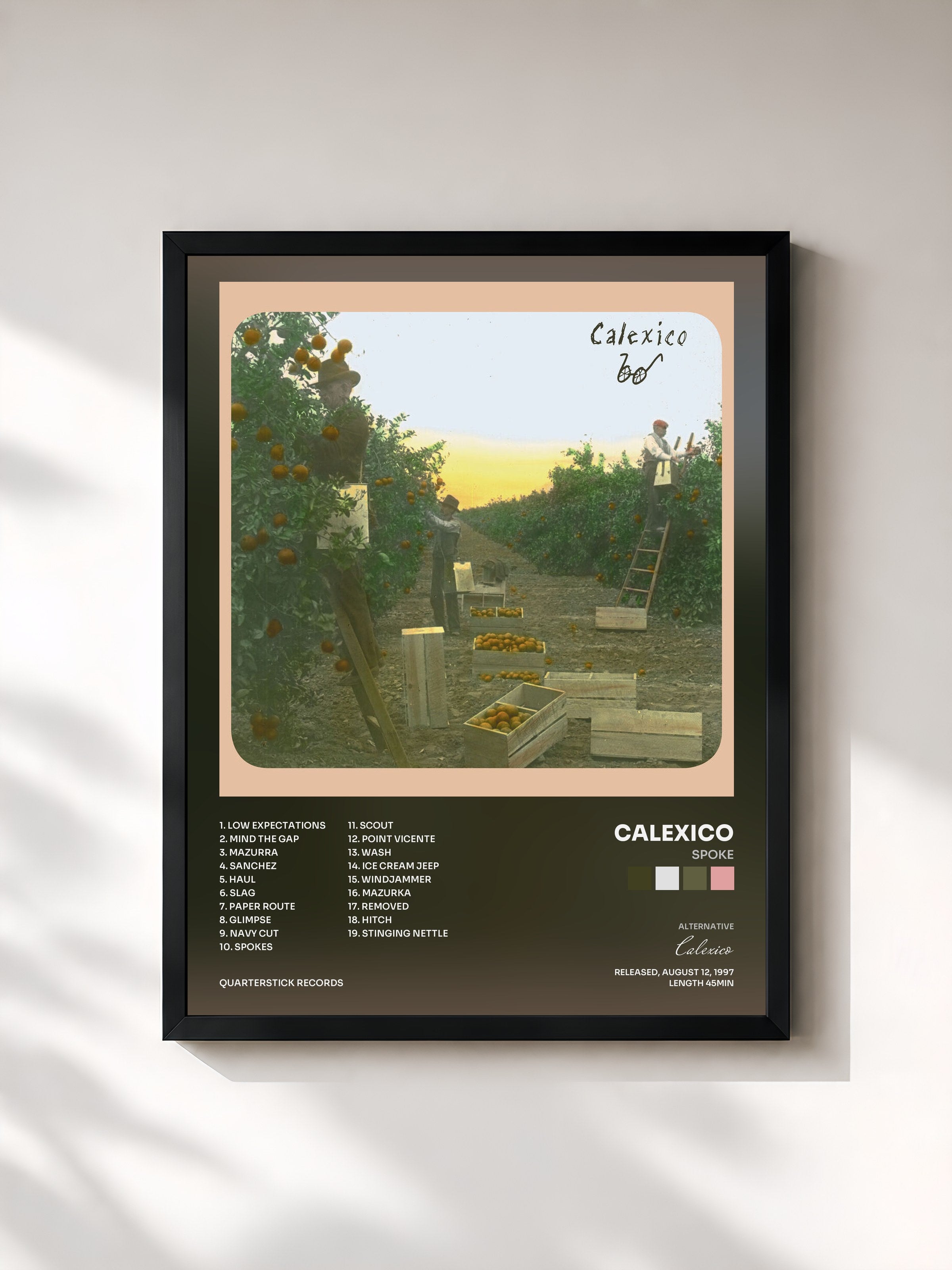 #noir Tableau de l'album Spoke de Calexico, cadre noir, imprimé et encadré en France