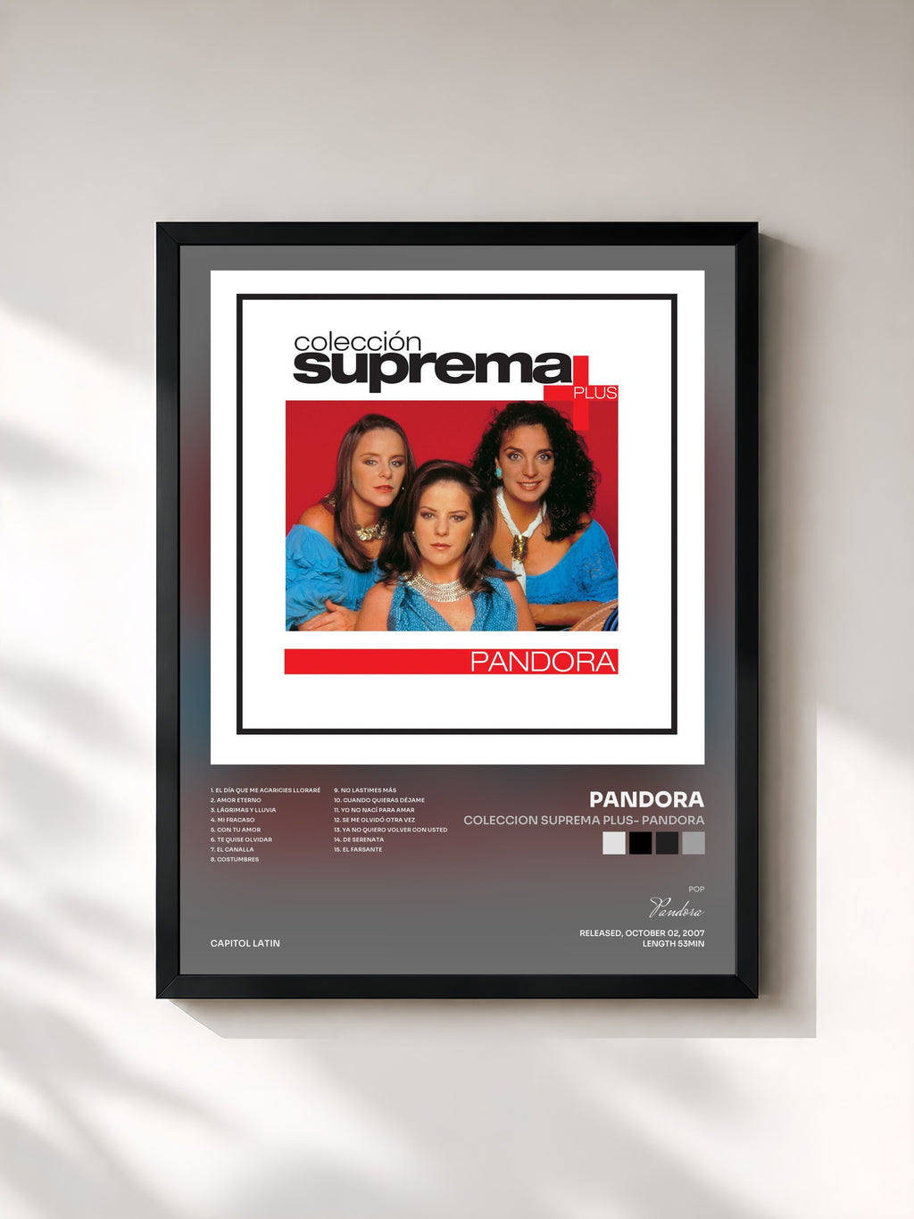 #noir Tableau de l'album Coleccion Suprema Plus- Pandora de Pandora, cadre noir, imprimé et encadré en France