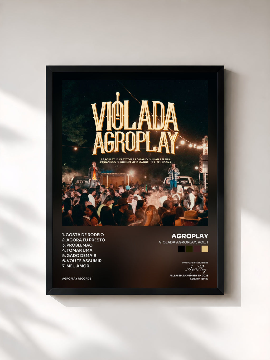 #noir Tableau de l'album Violada Agroplay: Vol. 1 de AgroPlay, cadre noir, imprimé et encadré en France