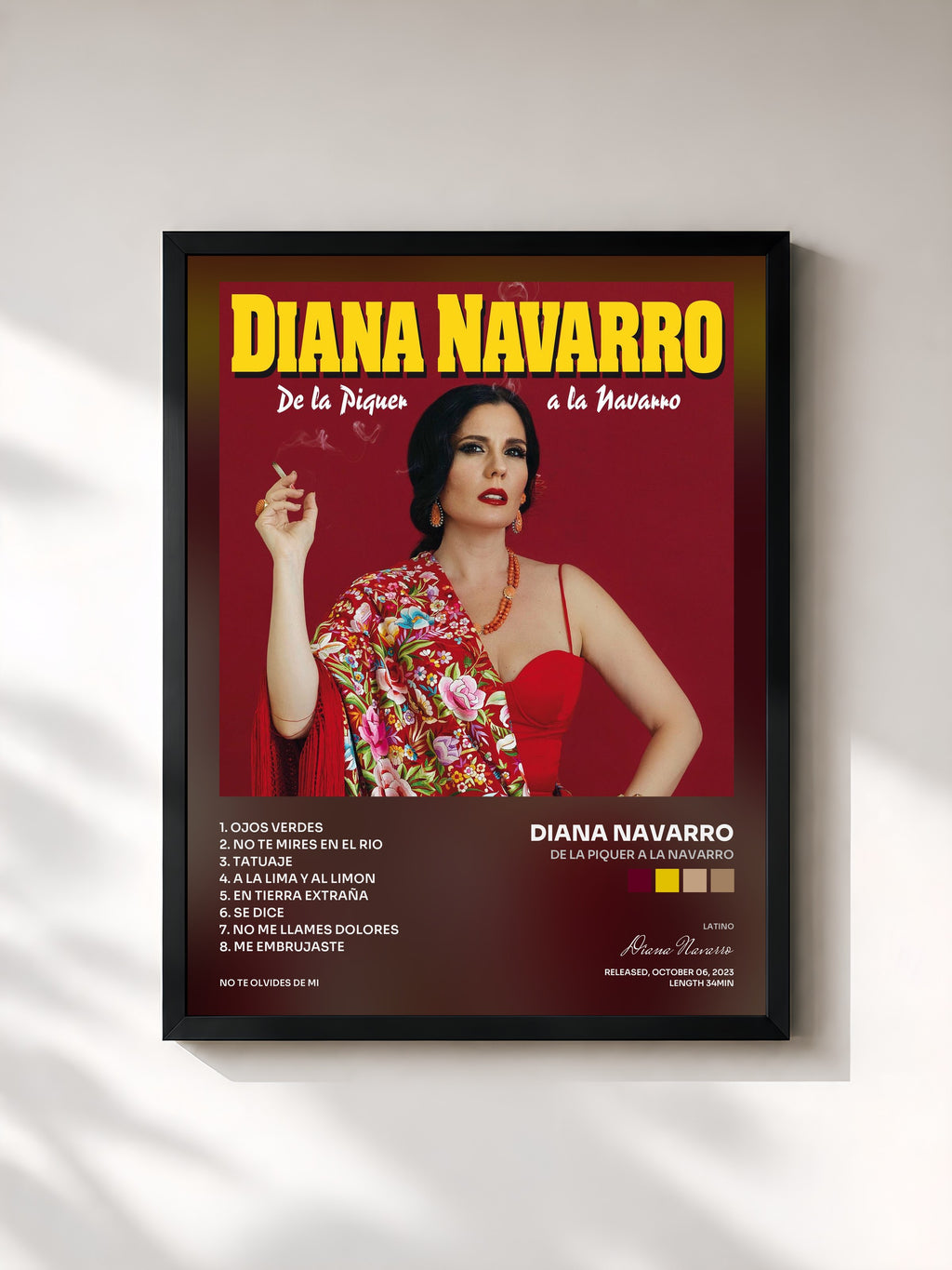 #noir Tableau de l'album De la Piquer a la Navarro de Diana Navarro, cadre noir, imprimé et encadré en France