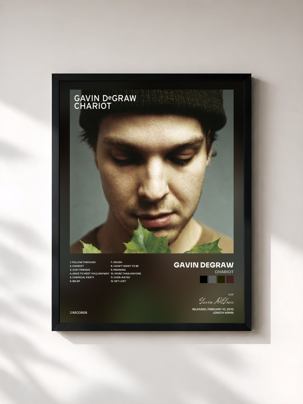 #noir Tableau de l'album Chariot de Gavin DeGraw, cadre noir, imprimé et encadré en France