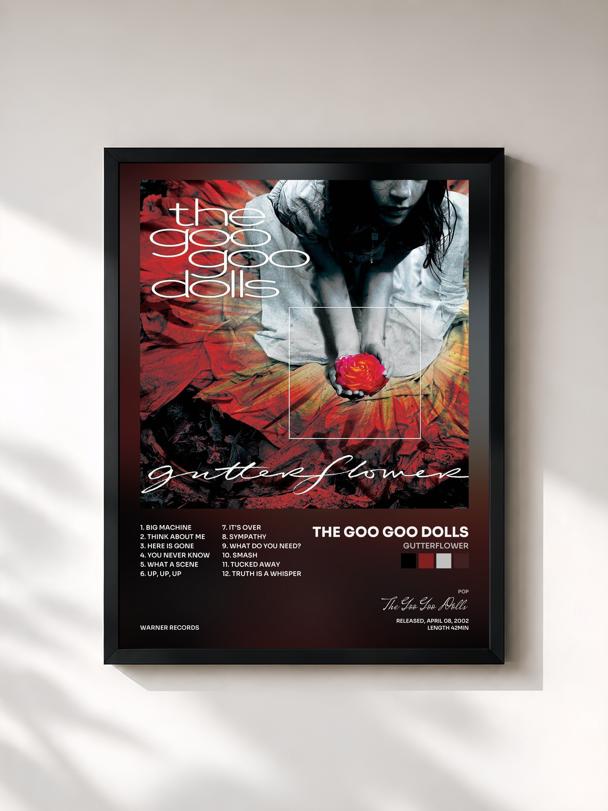 #noir Tableau de l'album Gutterflower de The Goo Goo Dolls, cadre noir, imprimé et encadré en France