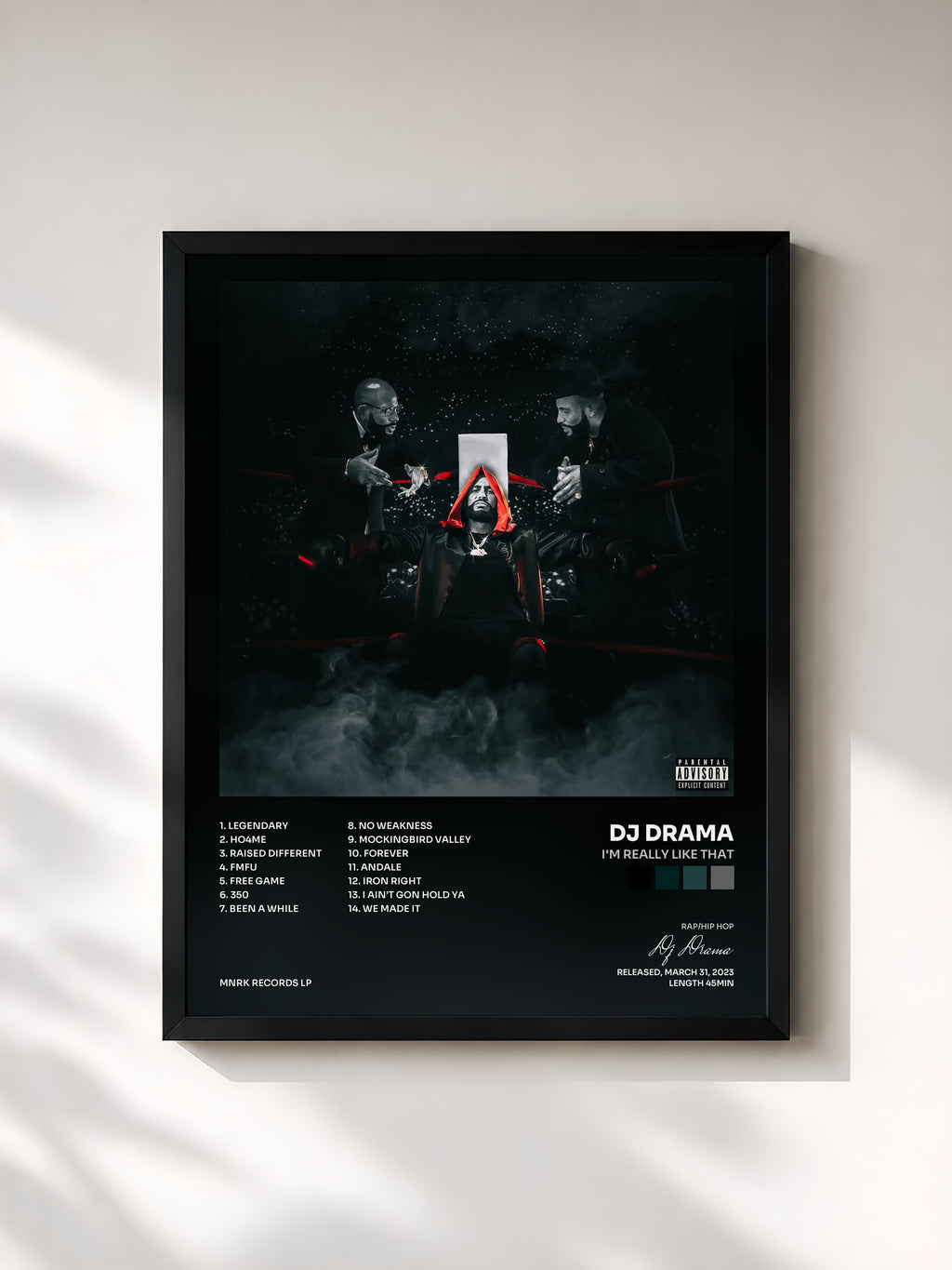 #noir Tableau de l'album I'M REALLY LIKE THAT de Dj Drama, cadre noir, imprimé et encadré en France