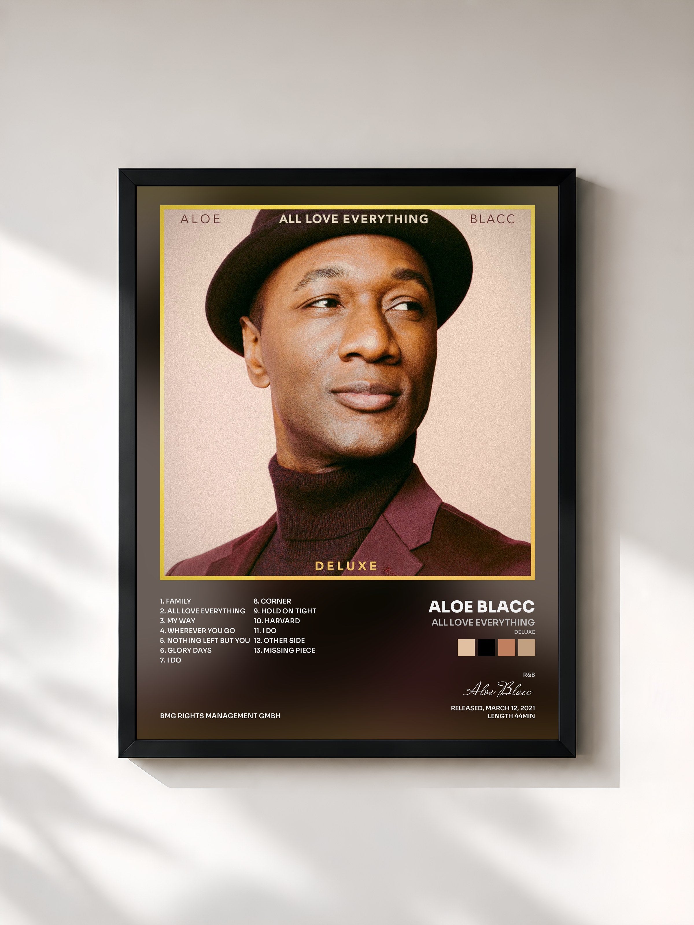 #noir Tableau de l'album All Love Everything (Deluxe) de Aloe Blacc, cadre noir, imprimé et encadré en France