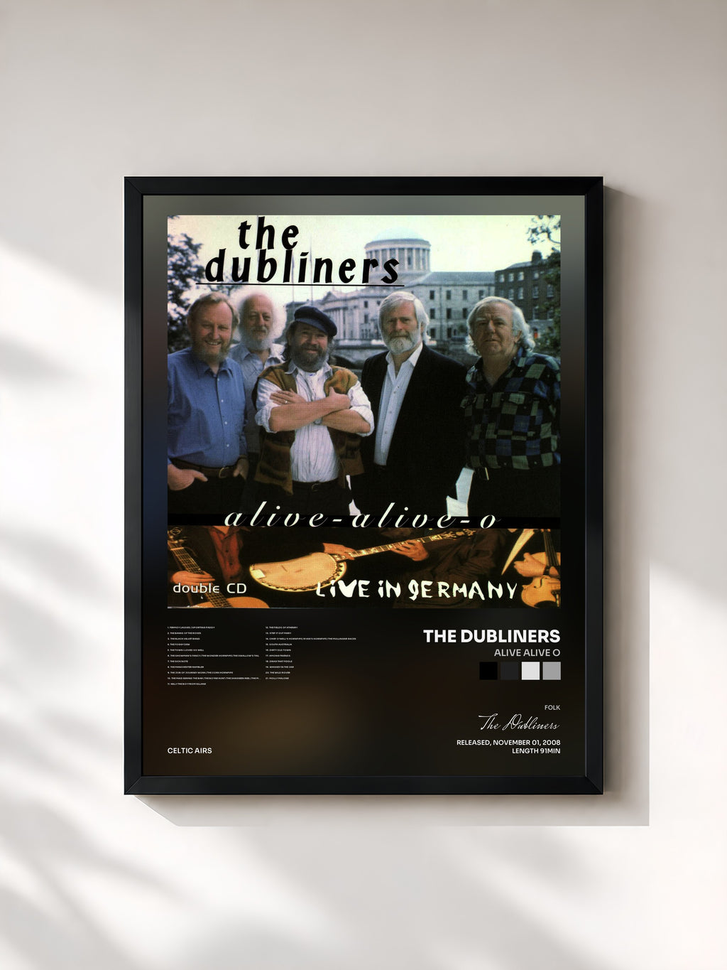 #noir Tableau de l'album Alive Alive O de The Dubliners, cadre noir, imprimé et encadré en France